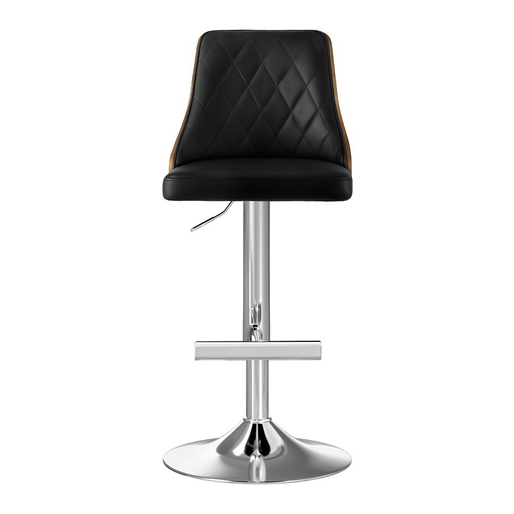 Artiss 4X Bar Stool Wood Swivel Adjustable Kitchen Counter Stool Leather Black