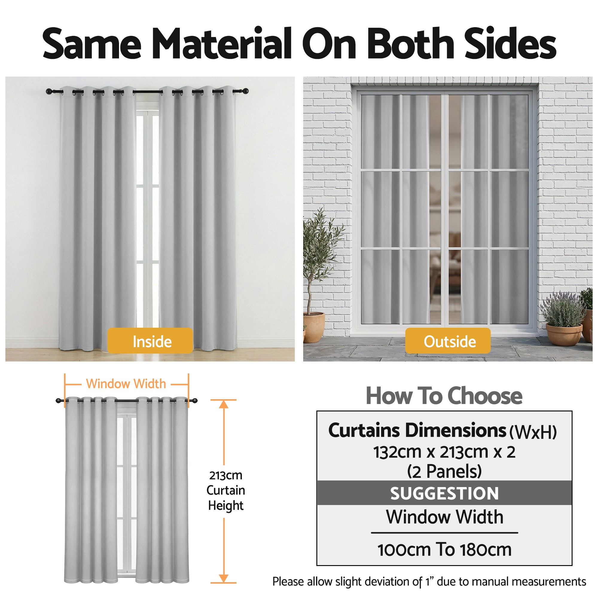 Artiss Blockout Curtains 2X 132x213cm Thermal Insulated Eyelet Drapes Grey