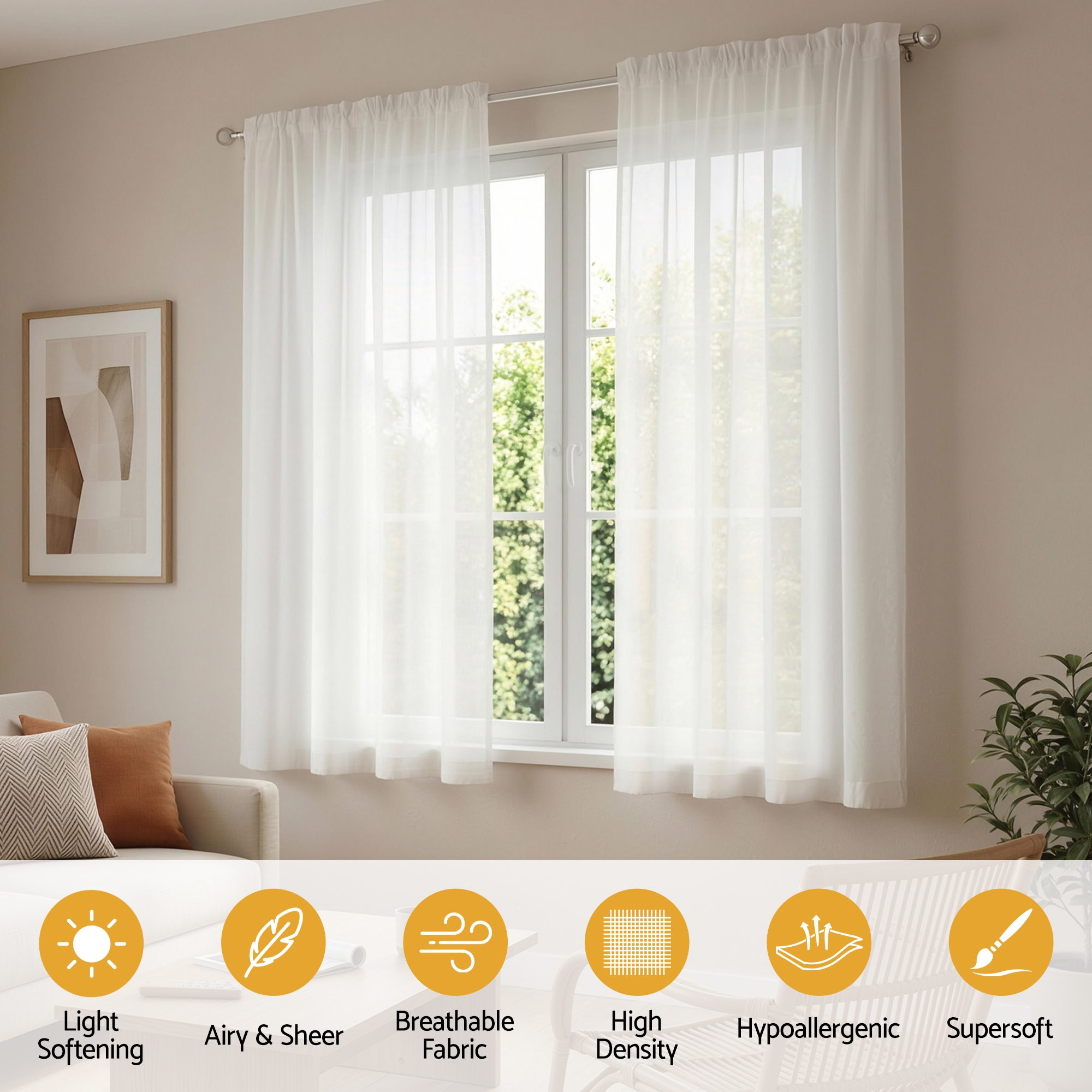 Artiss Blockout Curtains 2X 132x160cm Light Filtering Window Drapes Rod Pocket