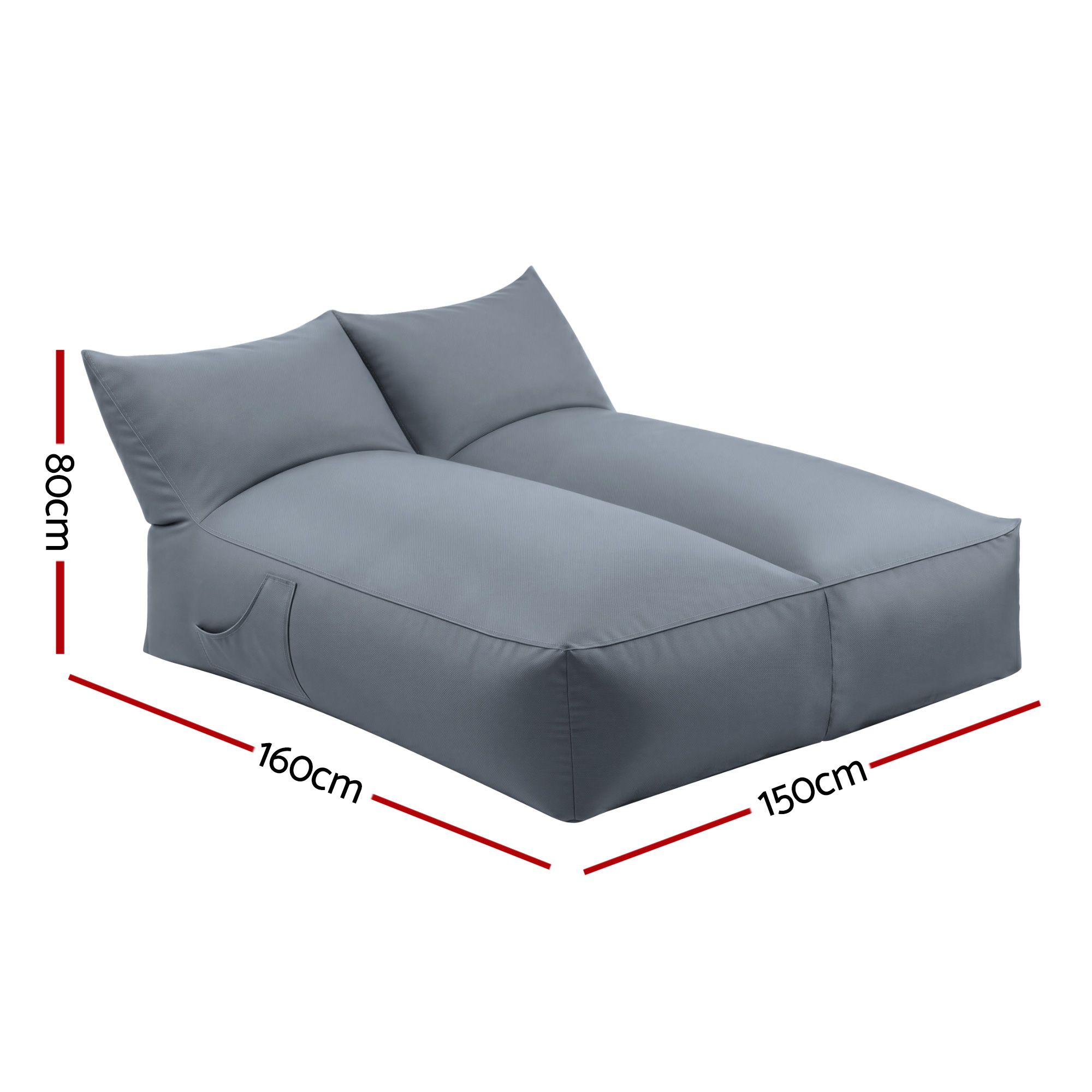 Artiss Outdoor Bean Bag Chair Cover (No Filler) 2 Seater Beanbag Lounge Sofacover Adults Splash-Proof Large Bean Bag Cover for Patio Poolside Relaxing Indoor