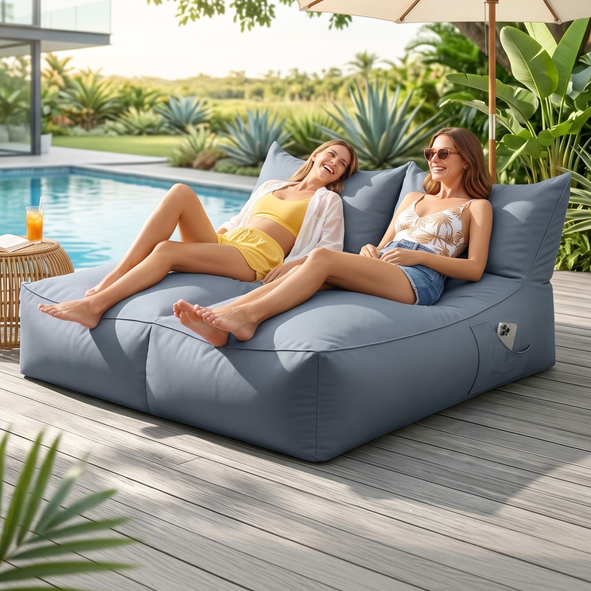 Artiss Outdoor Bean Bag Chair Cover (No Filler) 2 Seater Beanbag Lounge Sofacover Adults Splash-Proof Large Bean Bag Cover for Patio Poolside Relaxing Indoor