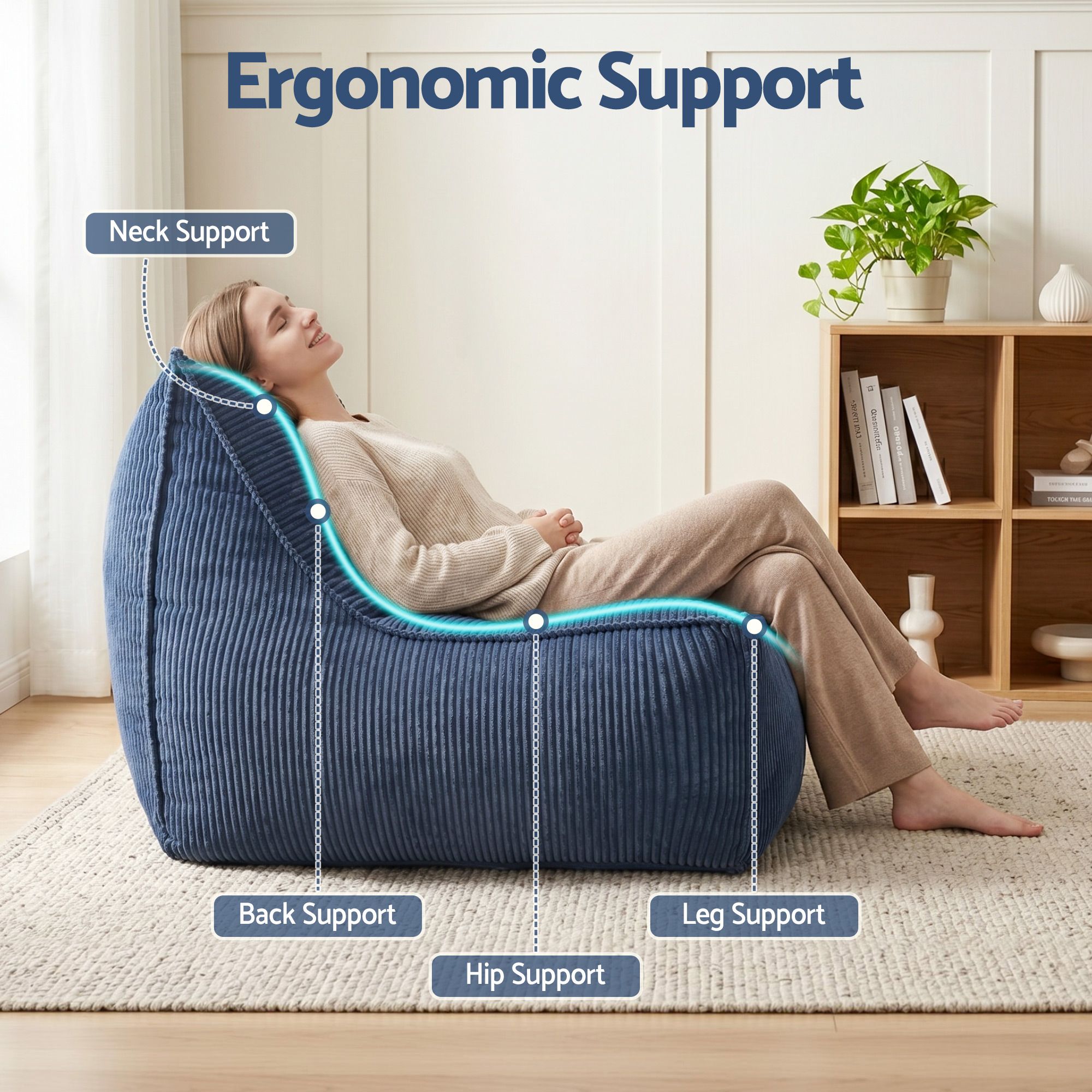 Artiss Bean Bag Chair Cover (No Filler) Soft Corduroy Stuffed Animal Storage Bean Bag Cover for Adults