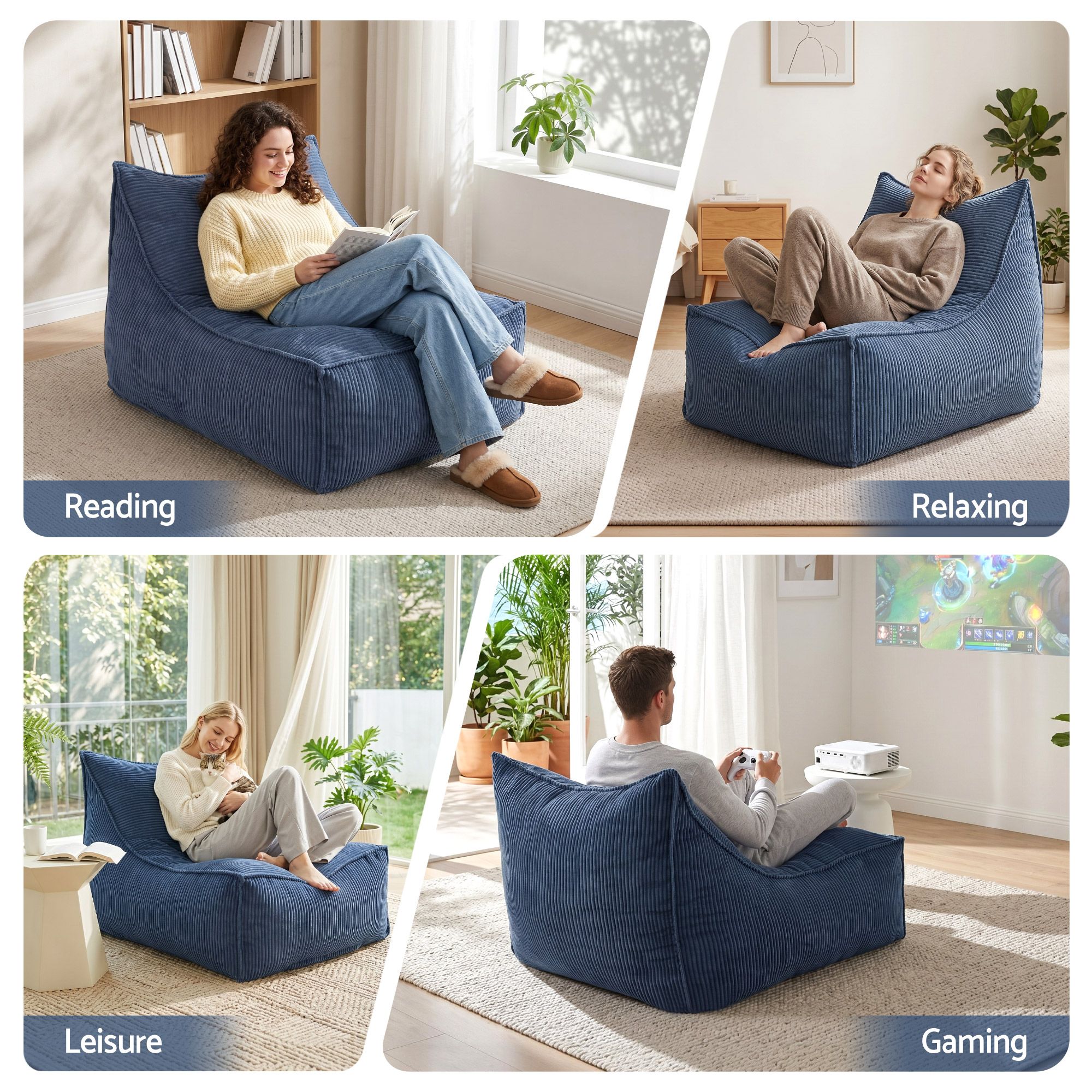 Artiss Bean Bag Chair Cover (No Filler) Soft Corduroy Stuffed Animal Storage Bean Bag Cover for Adults