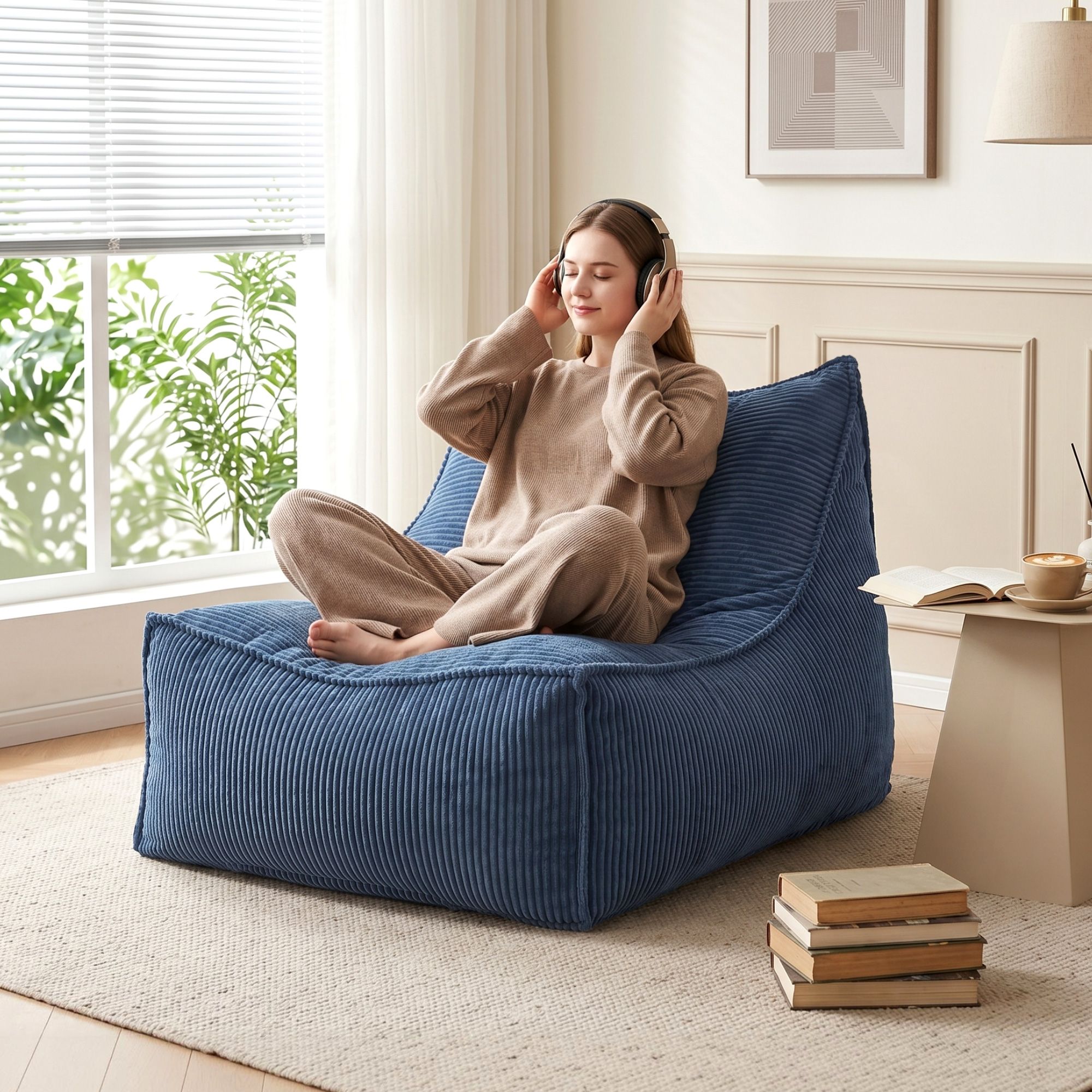 Artiss Bean Bag Chair Cover (No Filler) Soft Corduroy Stuffed Animal Storage Bean Bag Cover for Adults