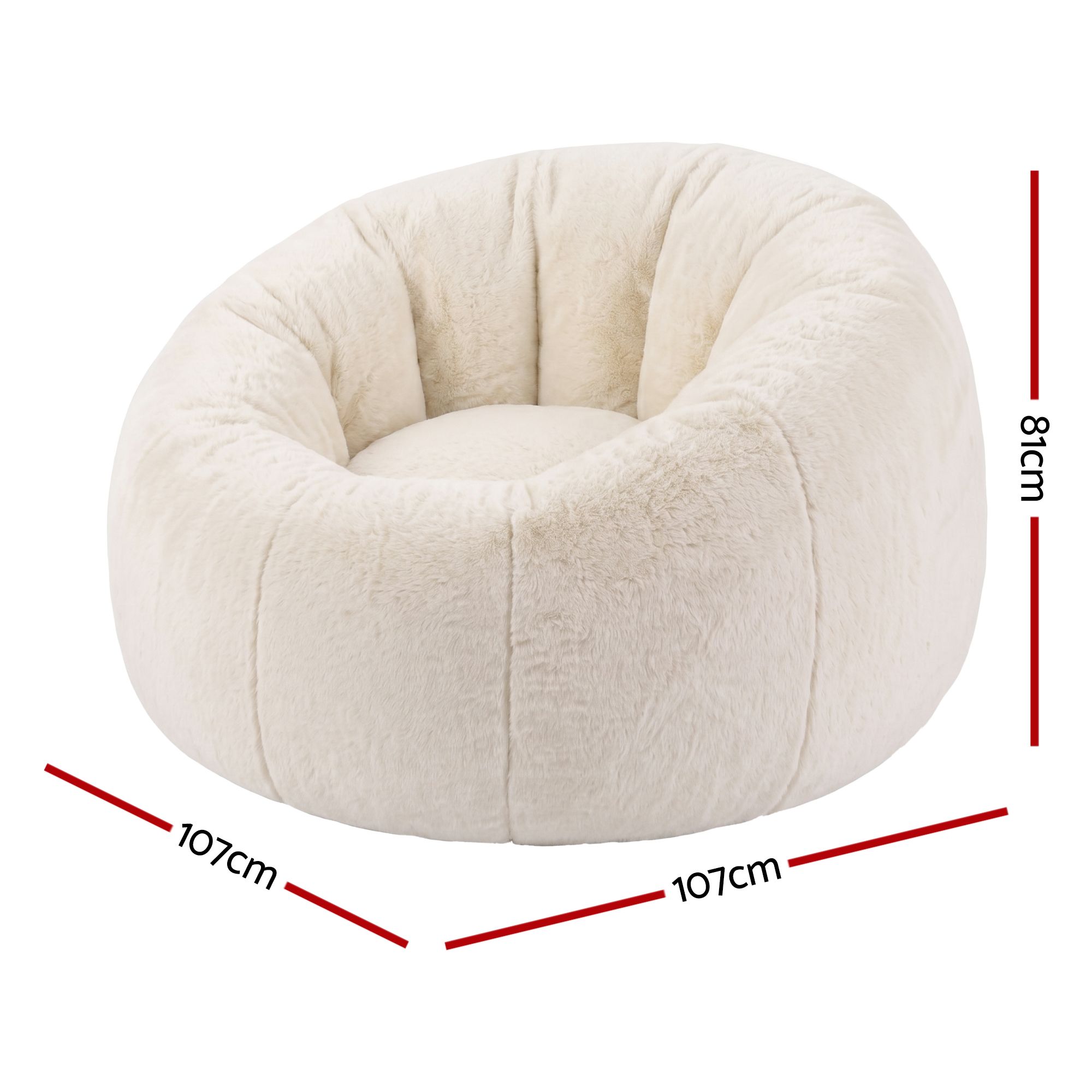 Artiss Bean Bag Chair Cover (No Filler) Soft Faux Fur Beanbag Cover Large Round Stuffed Animal Storage Bean Bag Cover Washable Lazy Sofa Cover for Adults Kids Teens