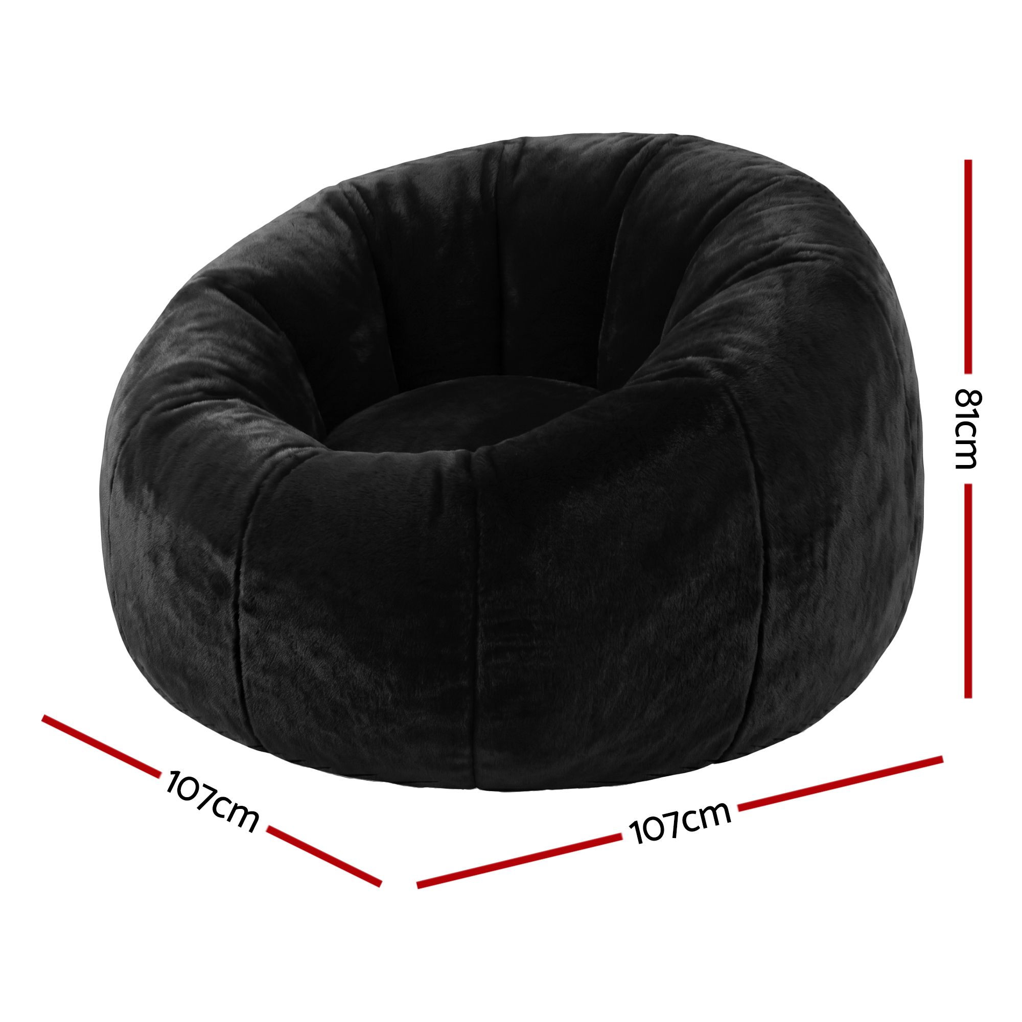 Artiss Bean Bag Chair Cover (No Filler) Soft Faux Fur Beanbag Cover Large Round Stuffed Animal Storage Bean Bag Cover Washable Lazy Sofa Cover for Adults Kids Teens