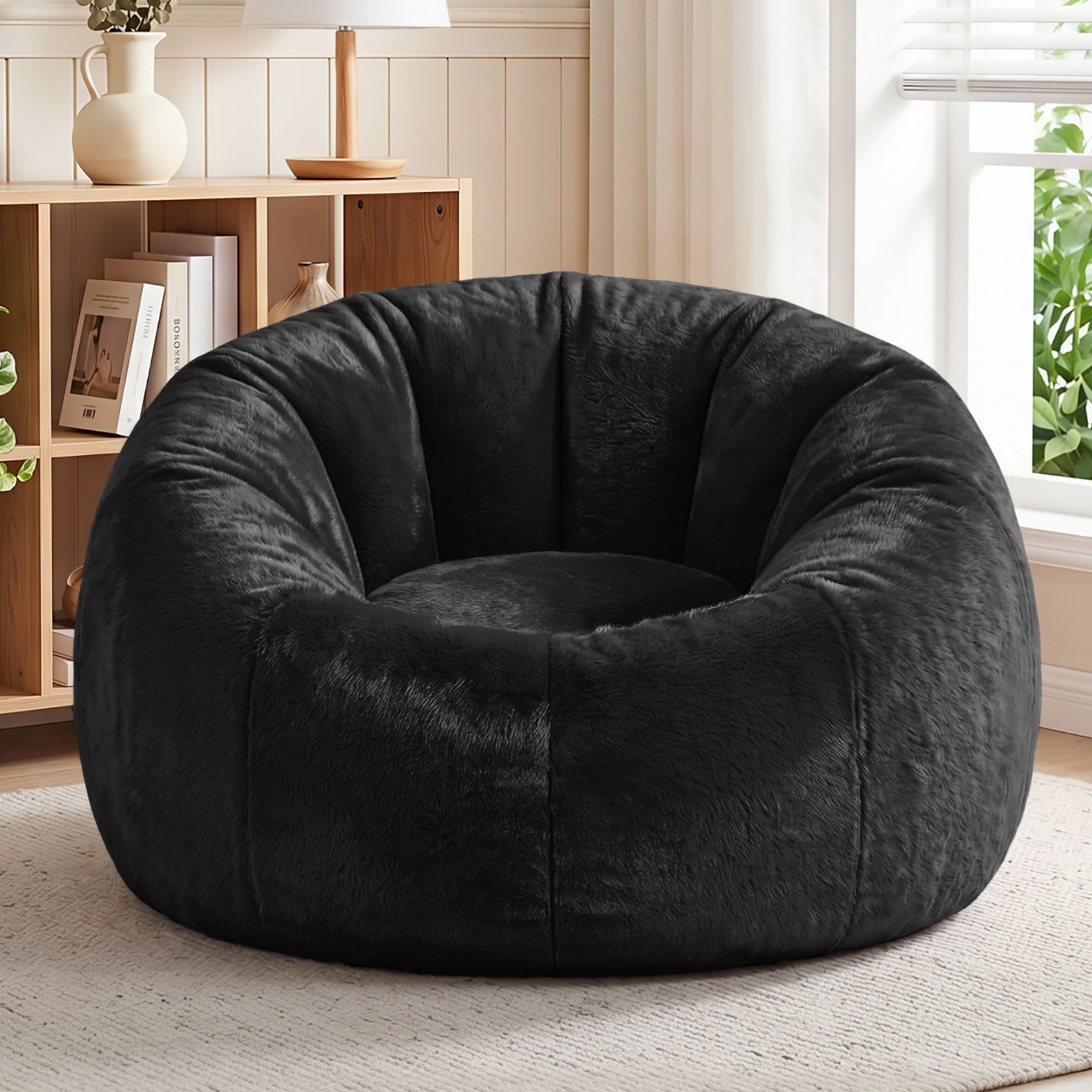 Artiss Bean Bag Chair Cover (No Filler) Soft Faux Fur Beanbag Cover Large Round Stuffed Animal Storage Bean Bag Cover Washable Lazy Sofa Cover for Adults Kids Teens