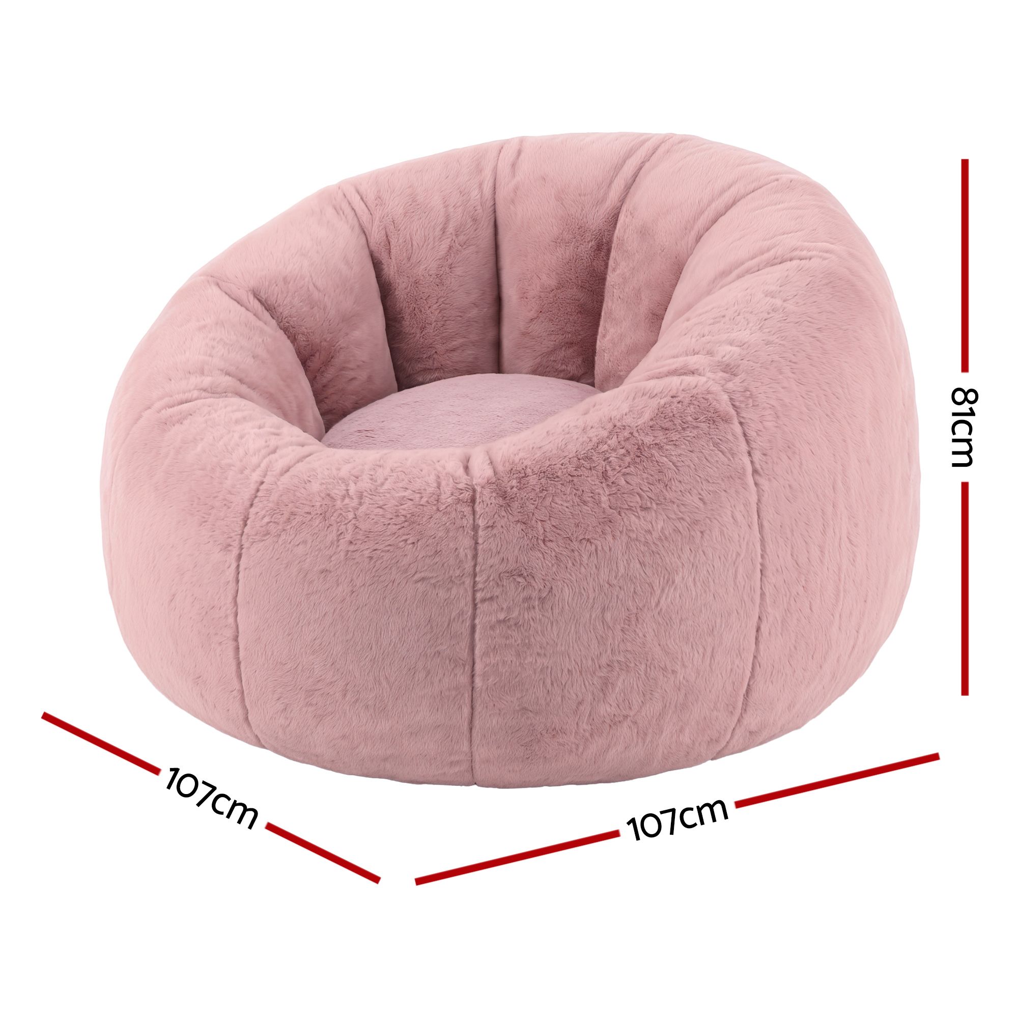 Artiss Bean Bag Chair Cover (No Filler) Soft Faux Fur Beanbag Cover Large Round Stuffed Animal Storage Bean Bag Cover Washable Lazy Sofa Cover for Adults Kids Teens