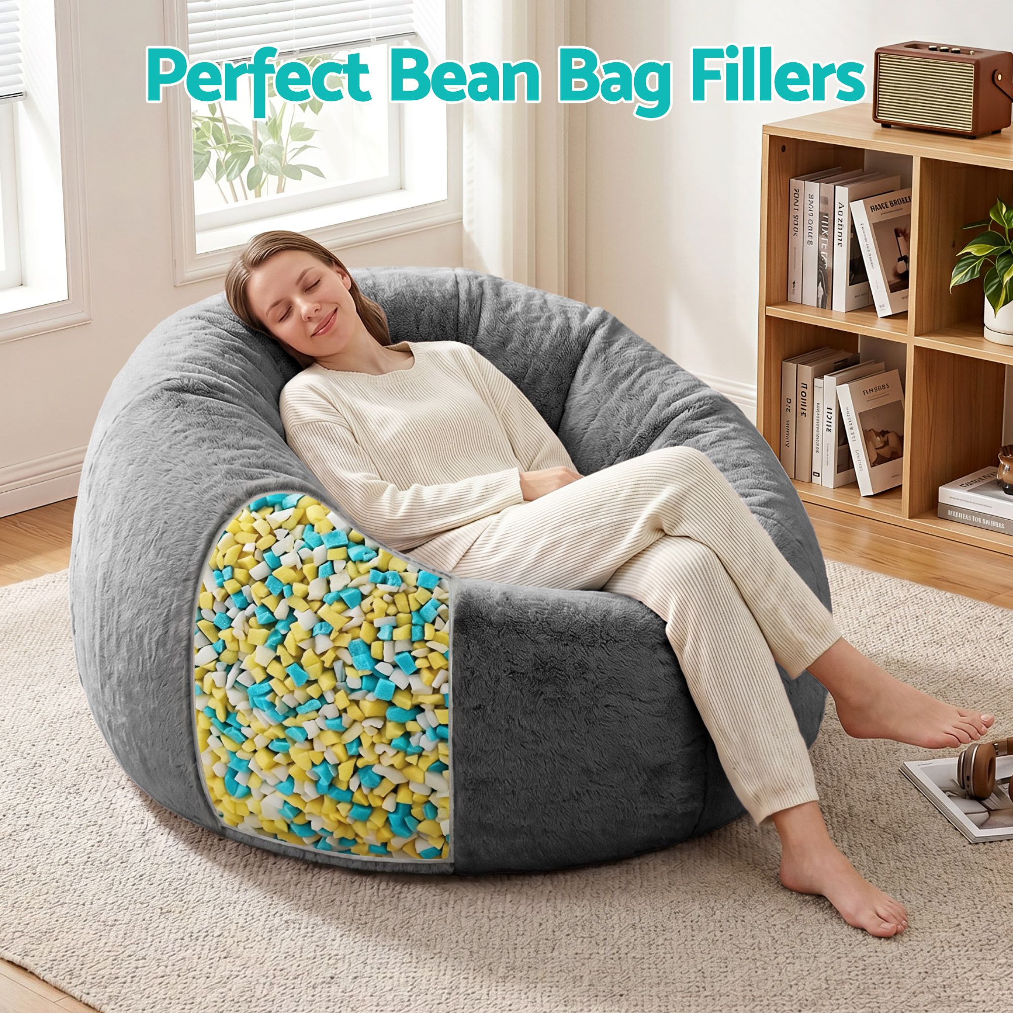 Artiss 5lbs (2.2KG) Bean Bag Filler Shredded Memory Foam Filling High Density Soft Pillow Stuffing for Bean Bag Chair