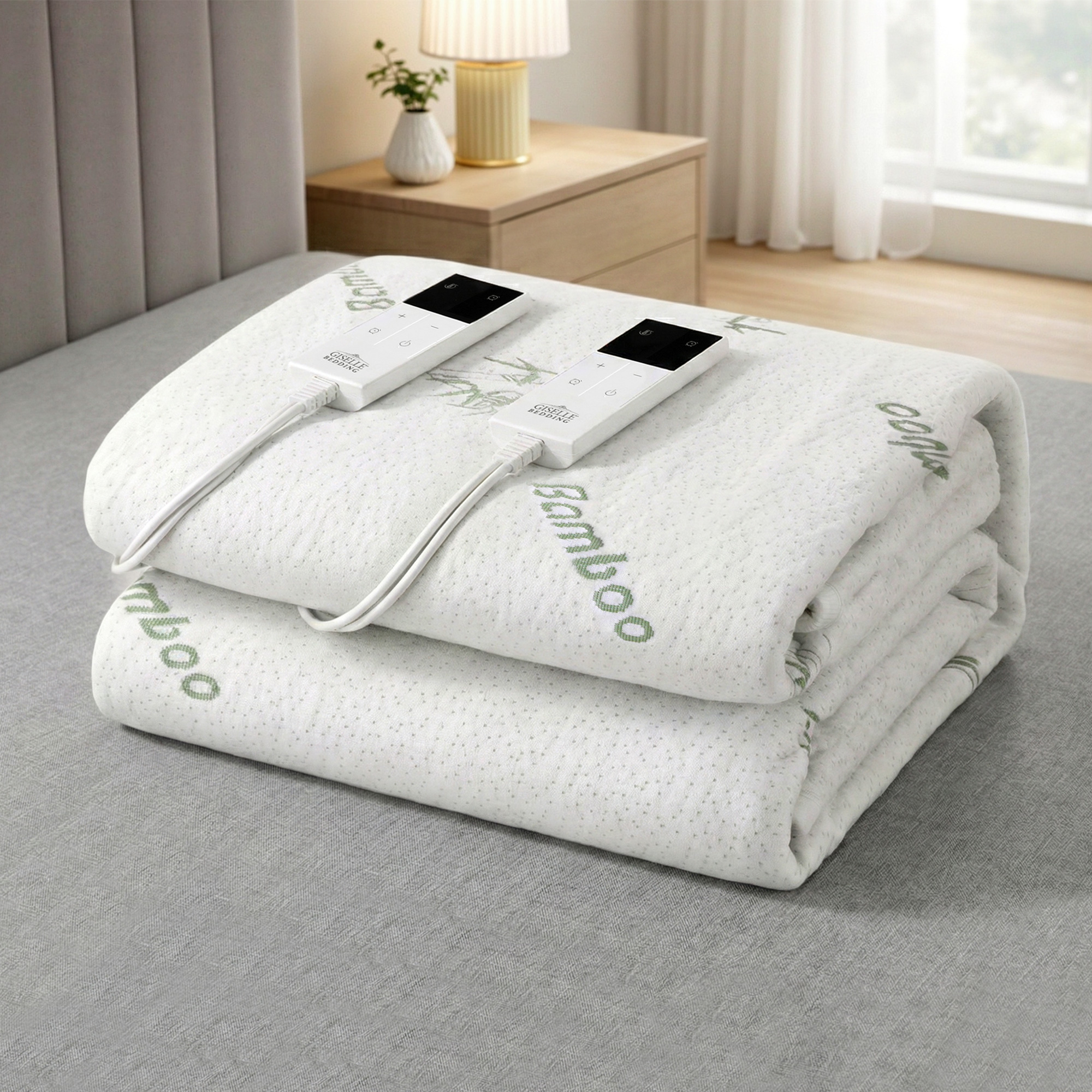 Giselle Electric Blanket Bamboo Fabric King Fitted Heated Pad Underlay Washable Winter Giselle Electric Blanket Bamboo Fabric King Fitted Heated Pad Underlay Washable Winter
