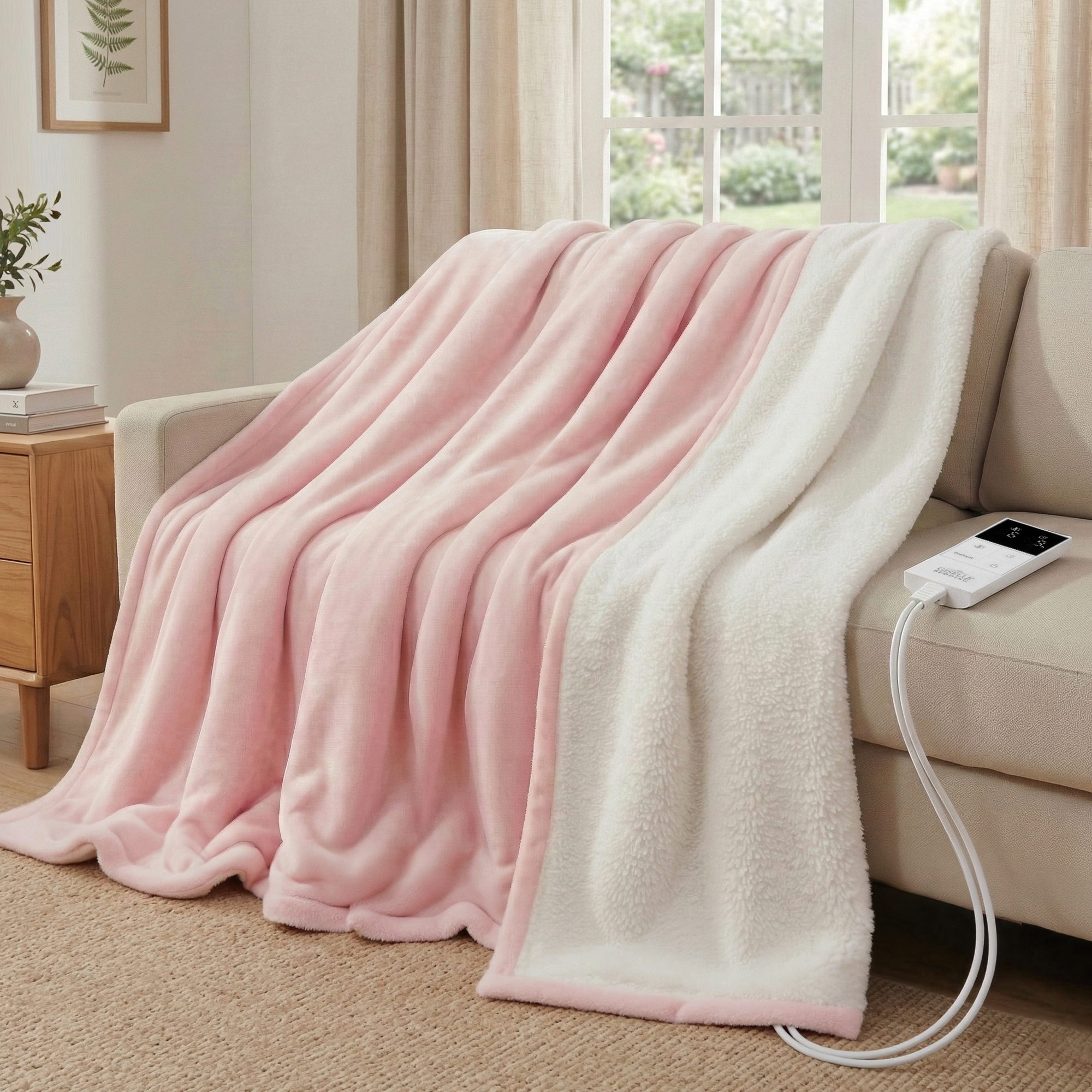 Giselle Electric Throw Rug Double Size 200x180cm Fleece Flannel Heated Blanket Pink Giselle Electric Throw Rug Double Size 200x180cm Fleece Flannel Heated Blanket Pink