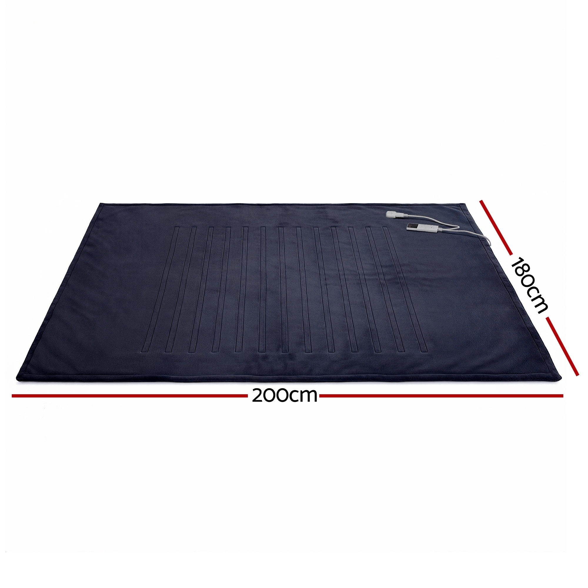 Giselle Electric Throw Rug Double Size 200x180cm Coral Fleece Heated Blanket Charcoal