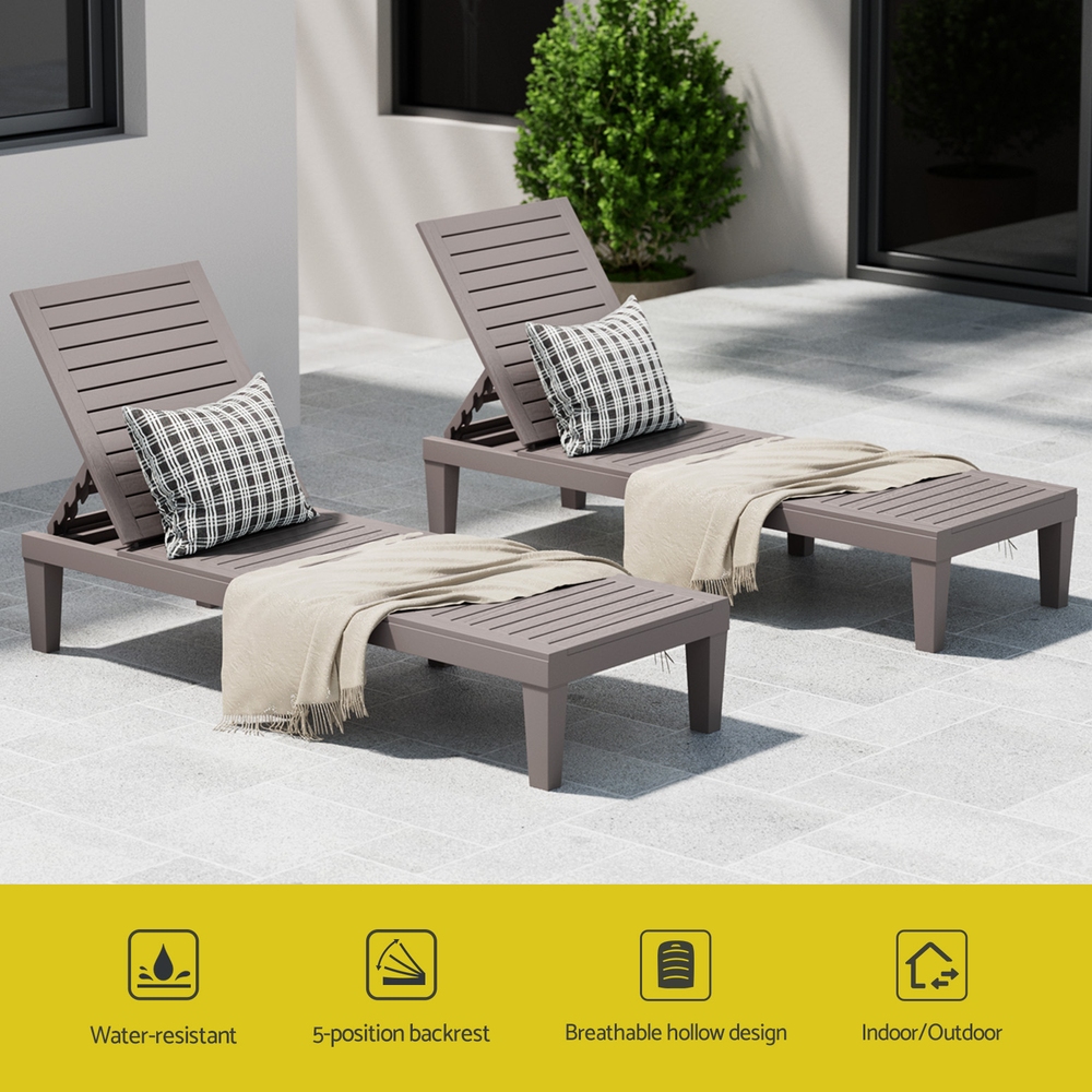 Gardeon Sun Lounge Adjustable Recliner Patio Outdoor Furniture Lightweight Grey