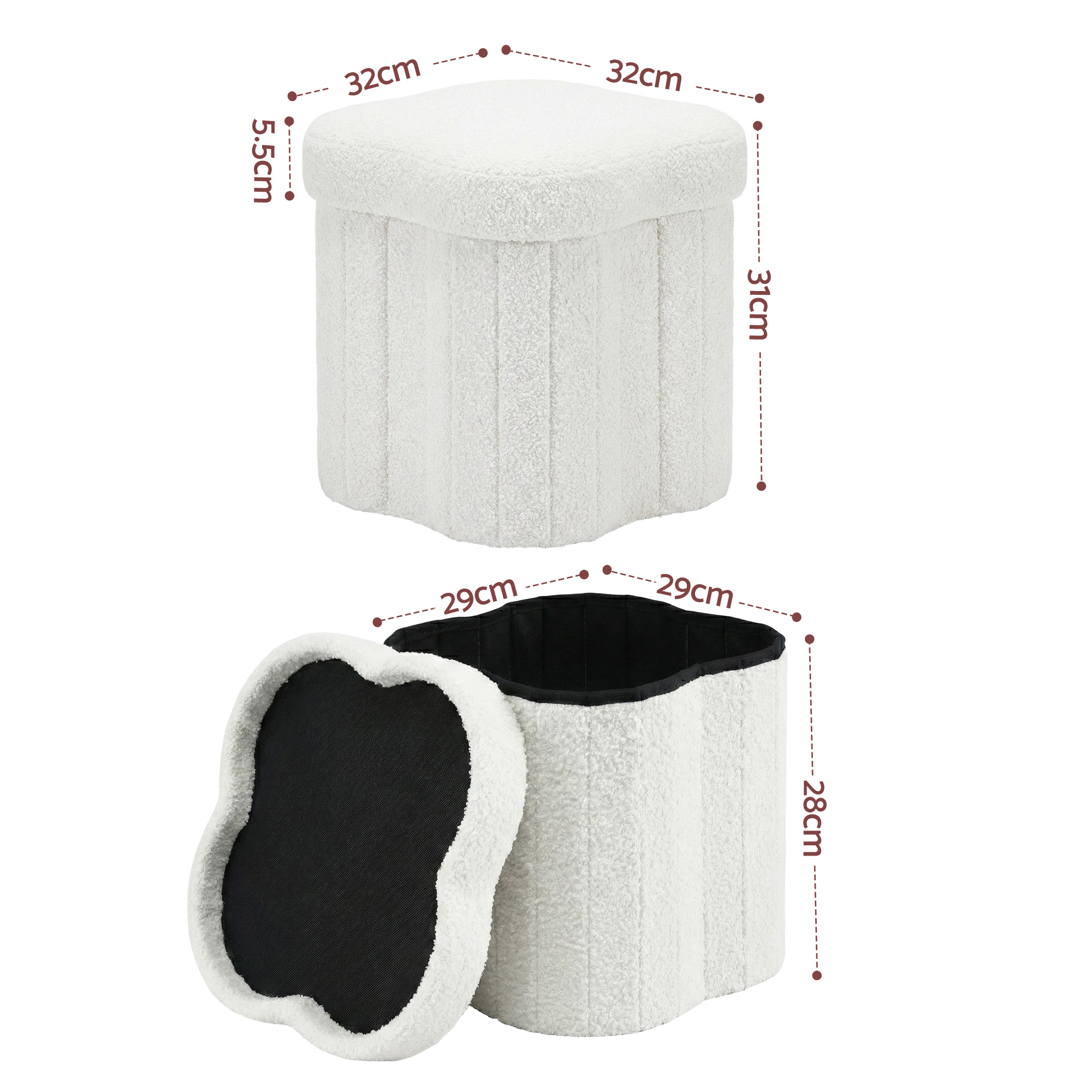 Artiss Storage Ottoman Foot Stool Foldable White