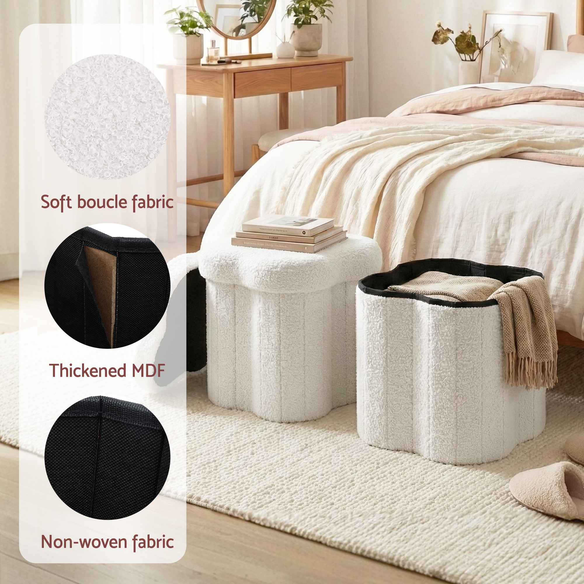 Artiss Storage Ottoman Foot Stool Foldable White