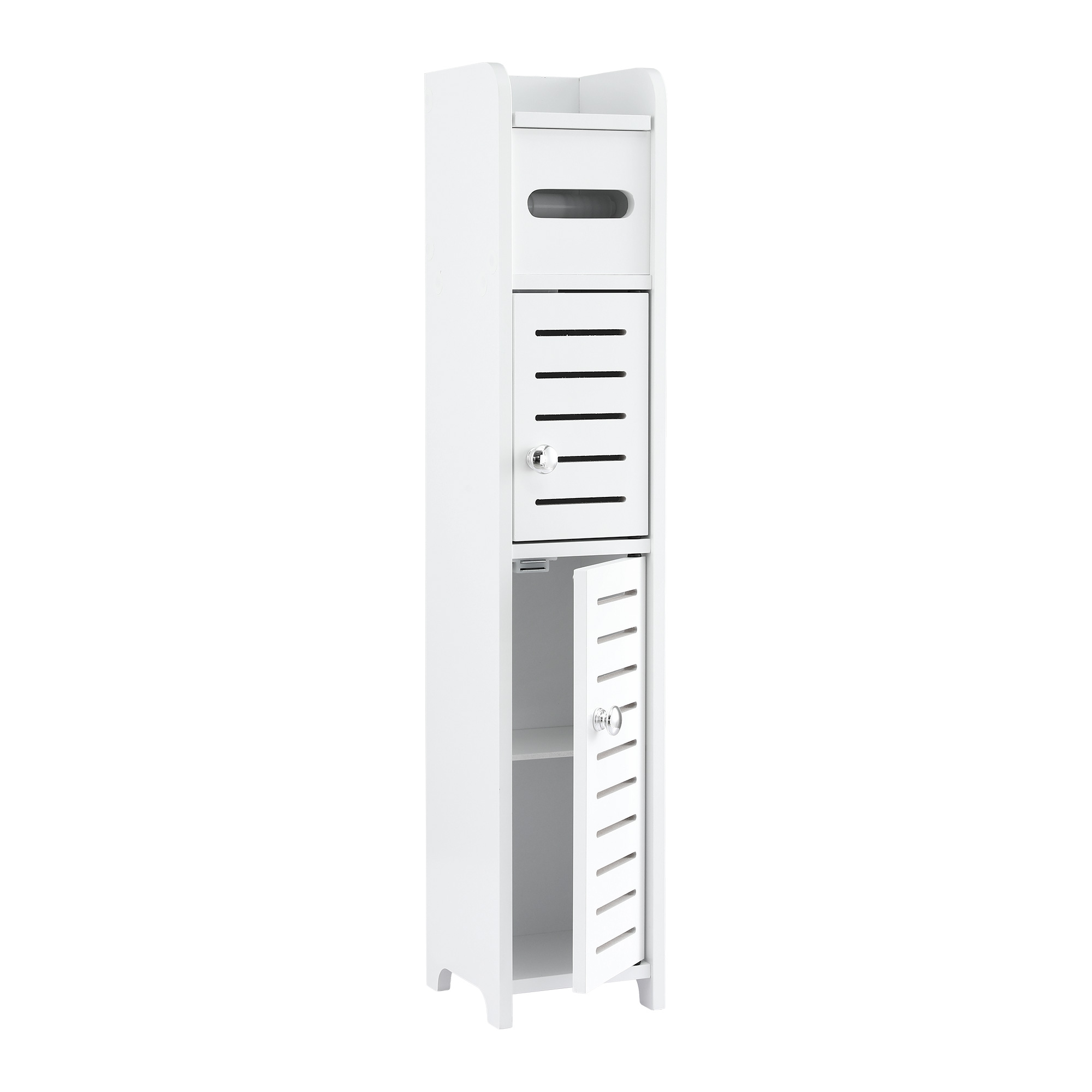 Artiss Bathroom Storage Cabinet 3-Tier Slim Toilet Paper Holder Organizer White