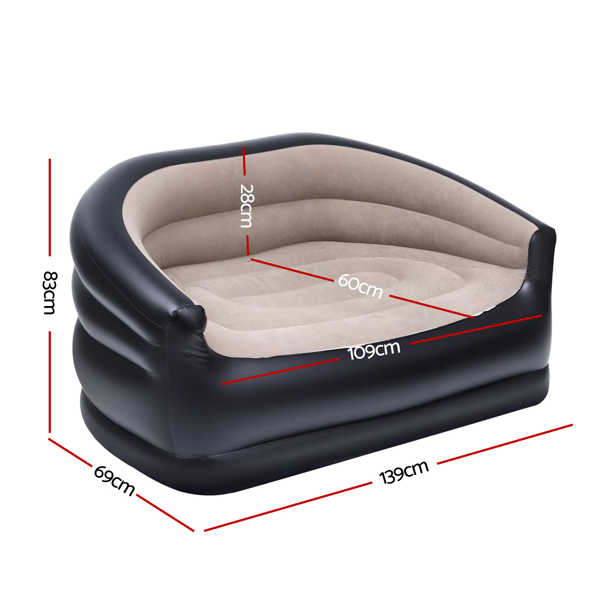 Gardeon Outdoor Air Sofa Inflatable Couch Two-Seater Lounge Chair with Pump Blow Up Couches for Camping
