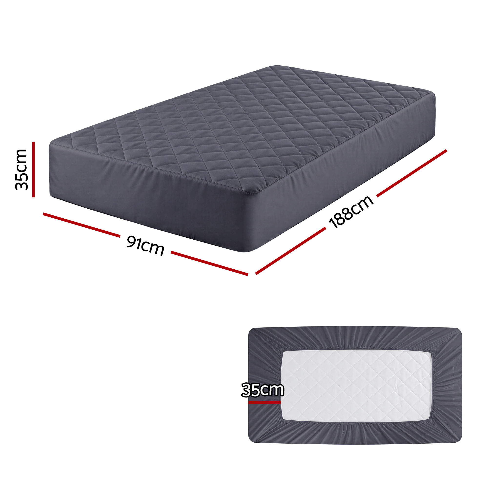 Giselle Water-Resistant Mattress Protector Microfiber 35cm 360° Fit Single