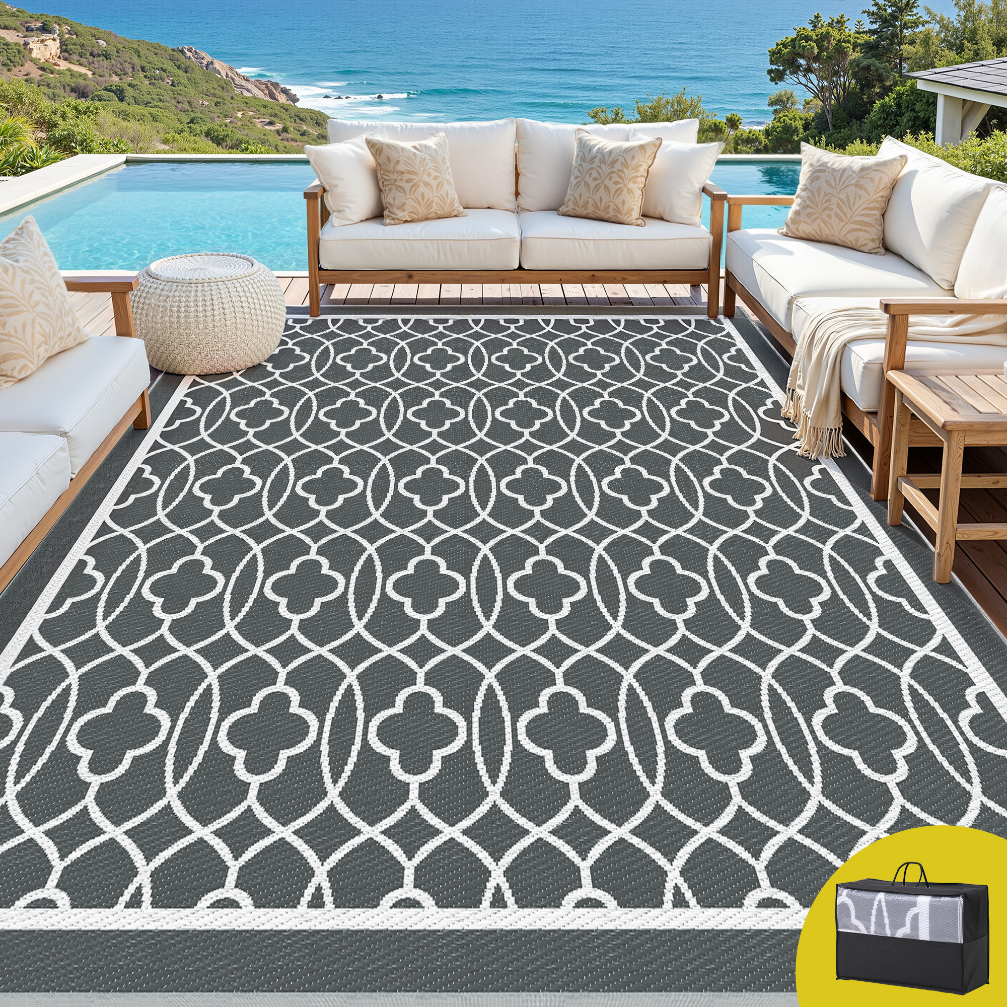 Gardeon Outdoor Rugs 274x366cm Large Carpet Reversible Area Mat PP Dual-Sided Patio Rug Gardeon Outdoor Rugs 274x366cm Large Carpet Reversible Area Mat PP Dual-Sided Patio Rug