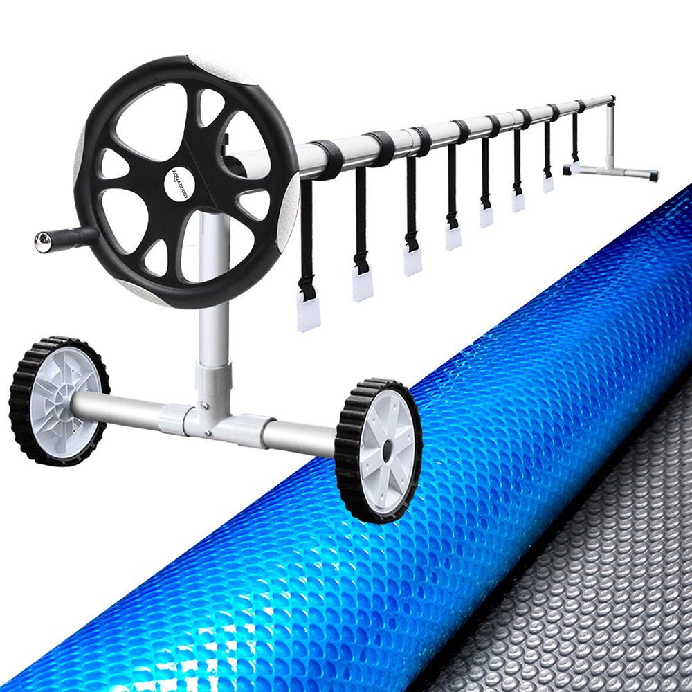 Aquabuddy Pool Cover 500 Micron 10x4m Silver Swimming Pool Solar Blanket 5.5m Roller