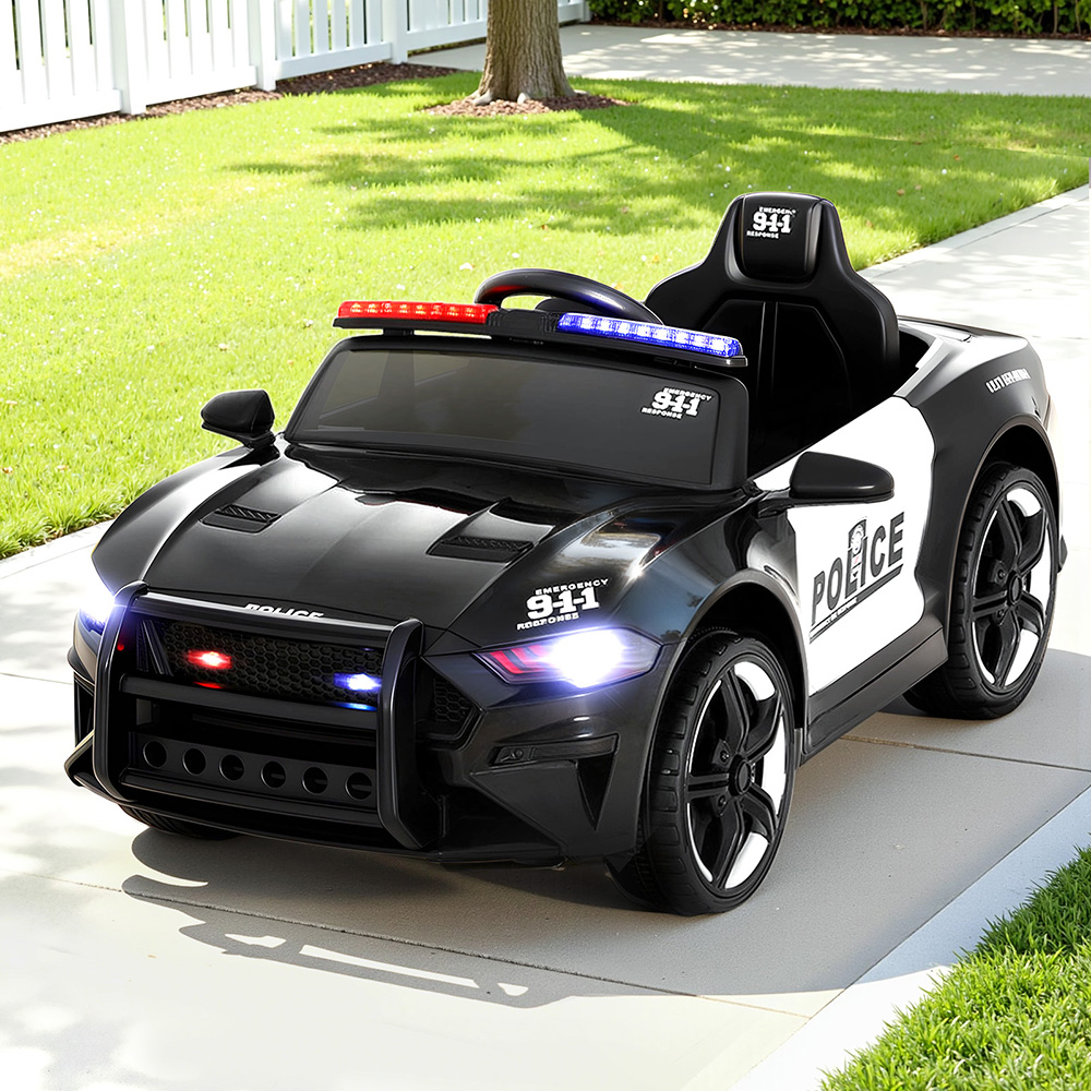 Rigo Kids Ride On Car Electric Patrol Police Cars Battery Powered Toys 12V Black