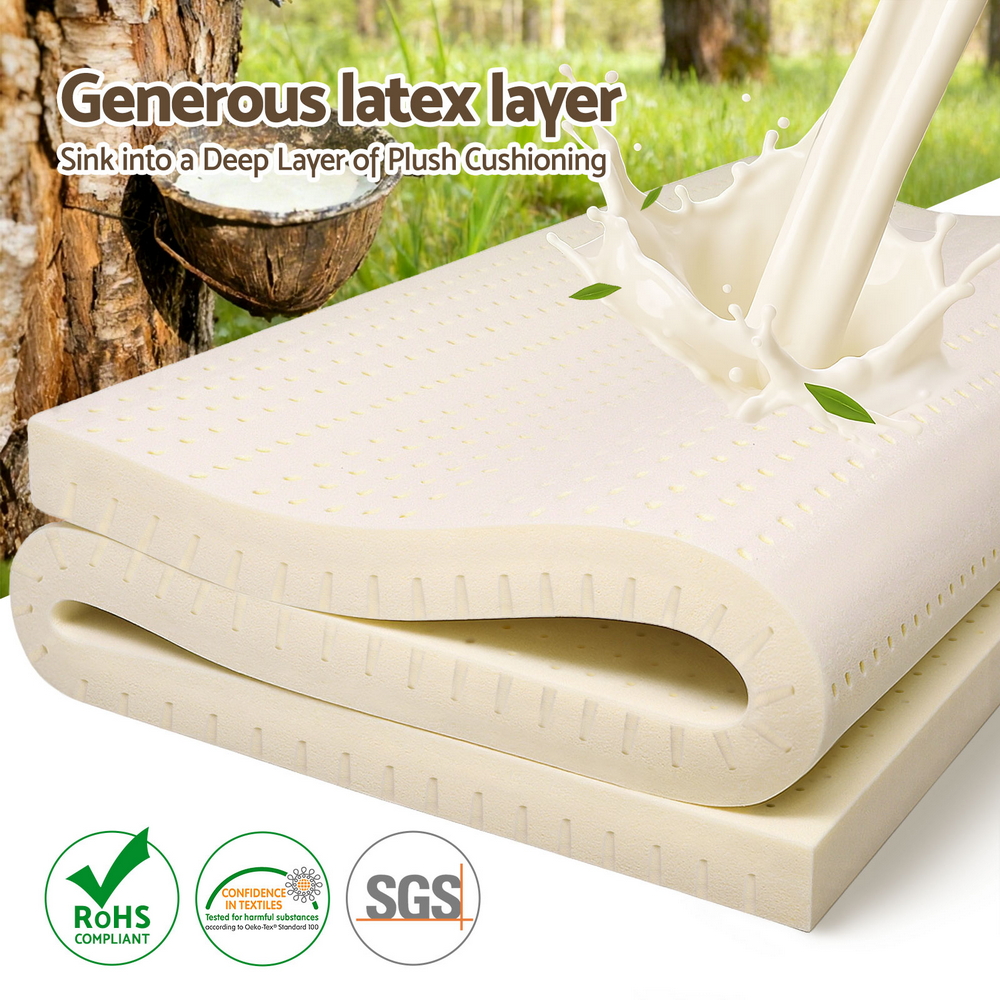 Giselle Bedding Latex Mattress Topper 7.5cm King Single