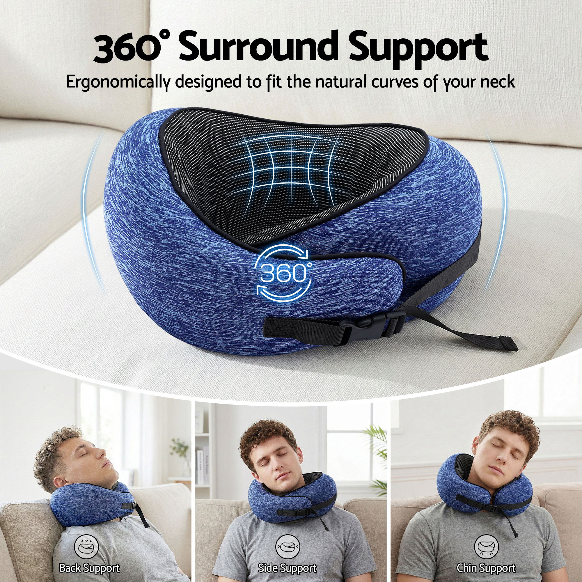 Wanderlite Travel Pillows for Airplanes Ergonomic Memory Foam Neck Pillow
