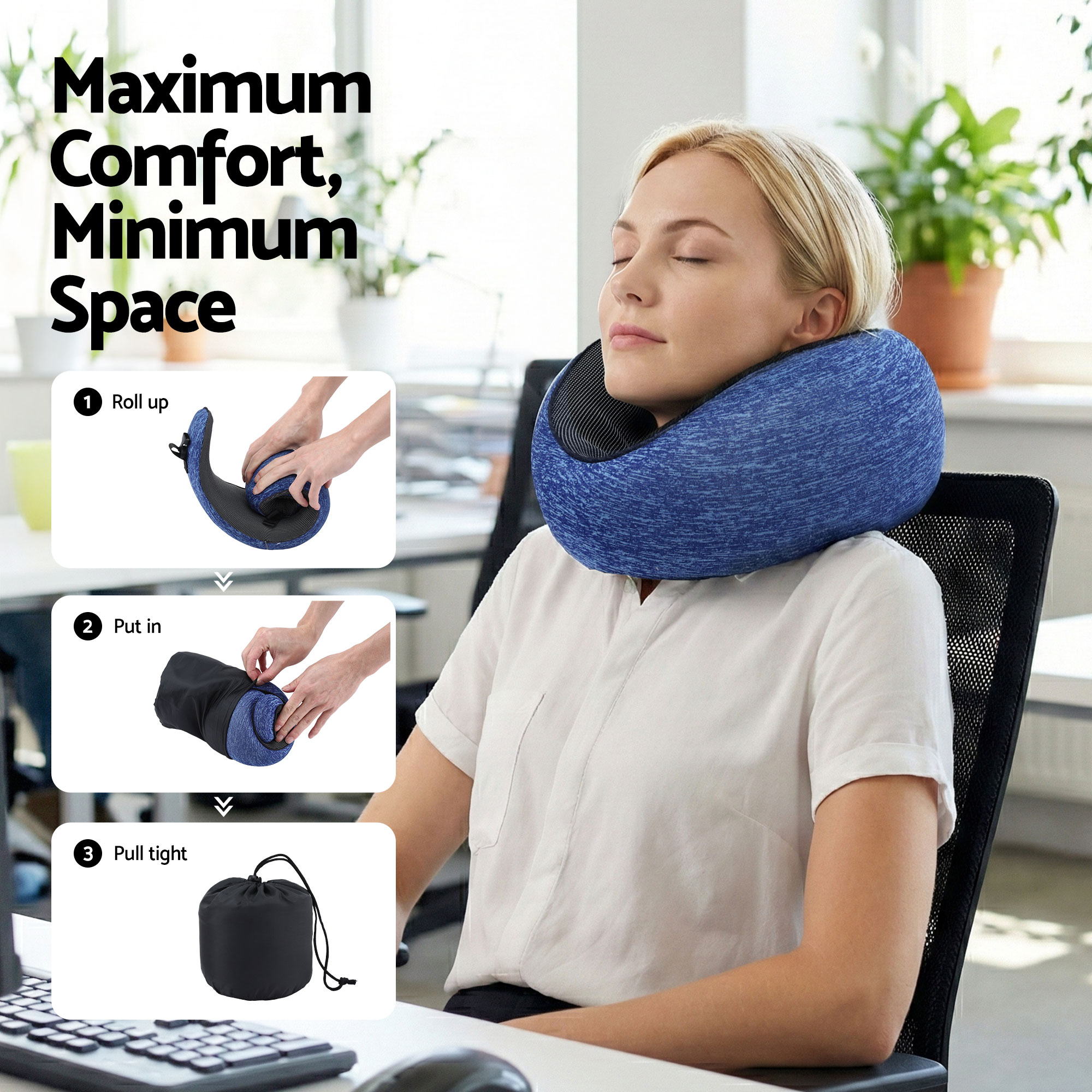 Wanderlite Travel Pillows for Airplanes Ergonomic Memory Foam Neck Pillow