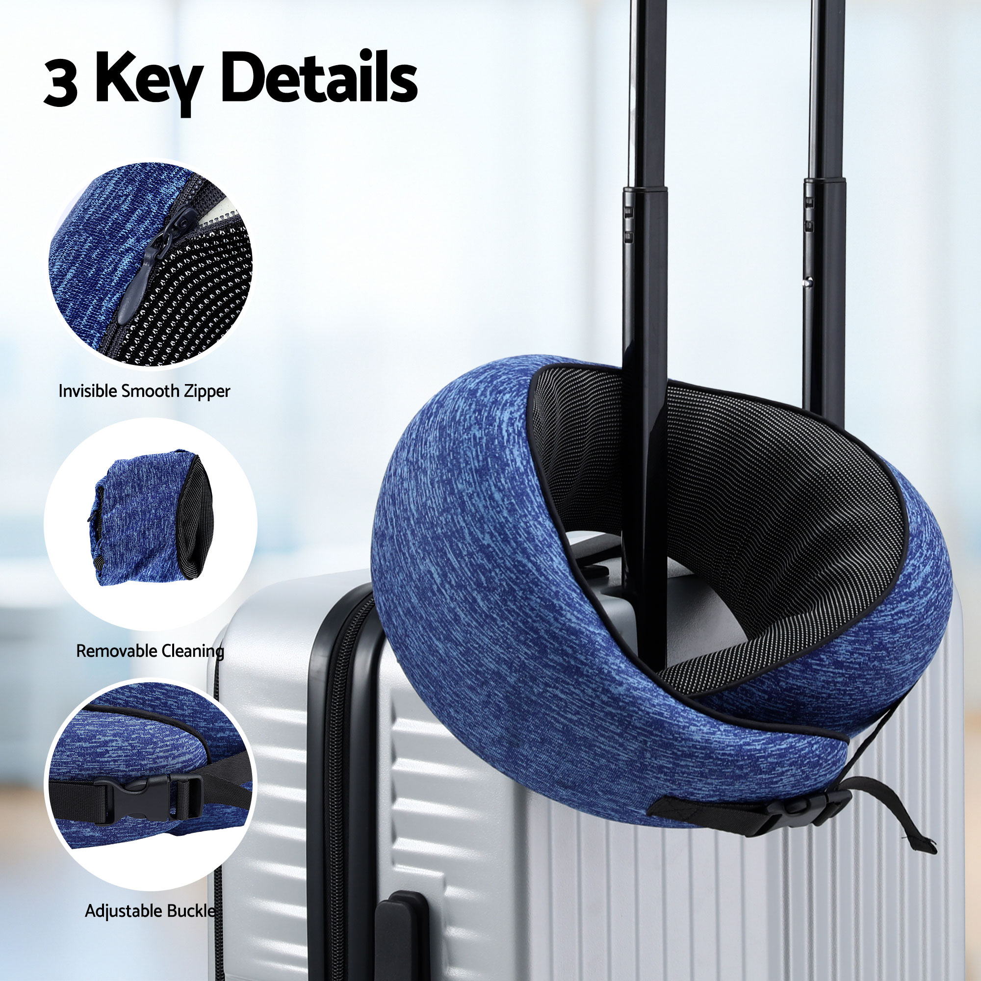 Wanderlite Travel Pillows for Airplanes Ergonomic Memory Foam Neck Pillow