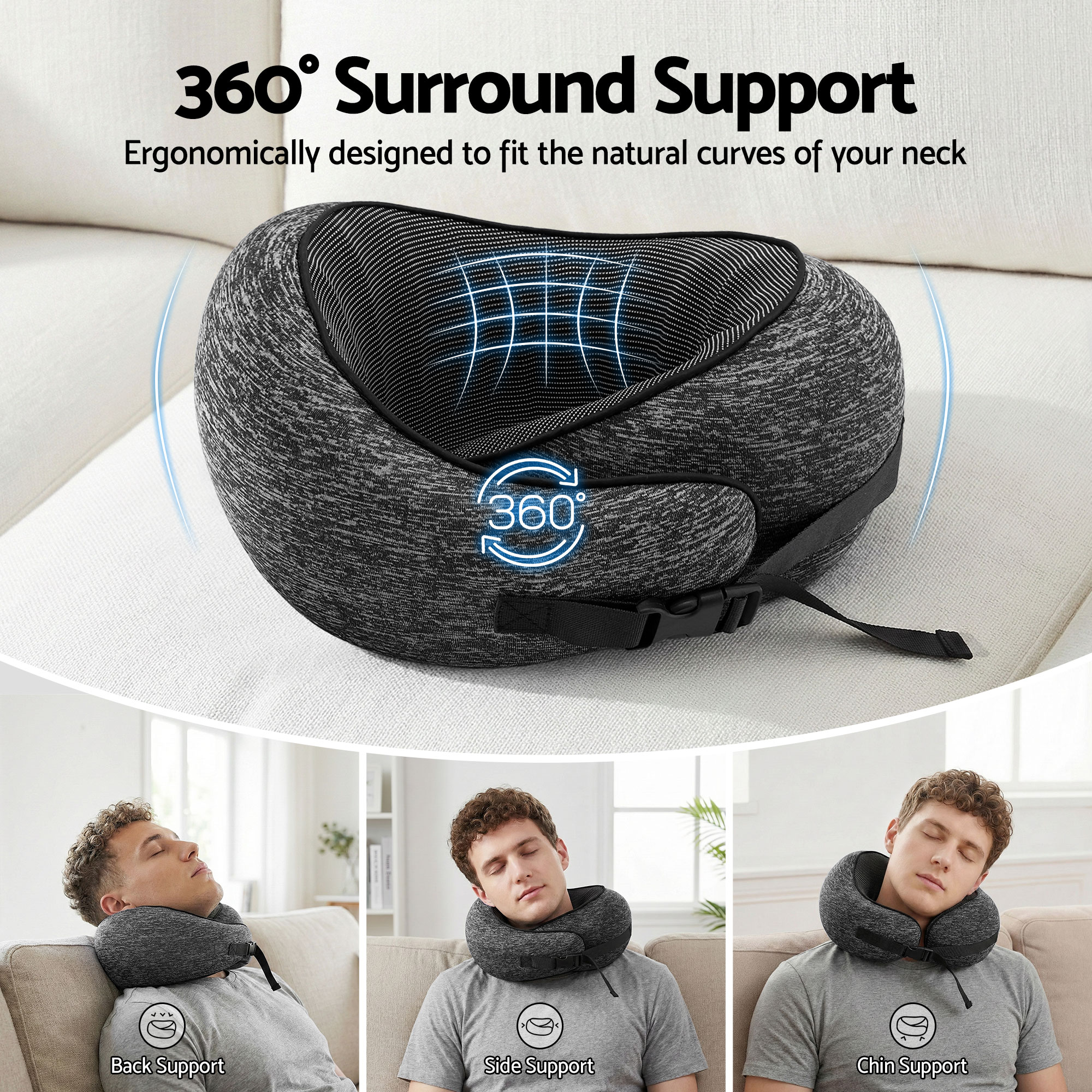 Wanderlite Travel Pillows for Airplanes Ergonomic Memory Foam Neck Pillow