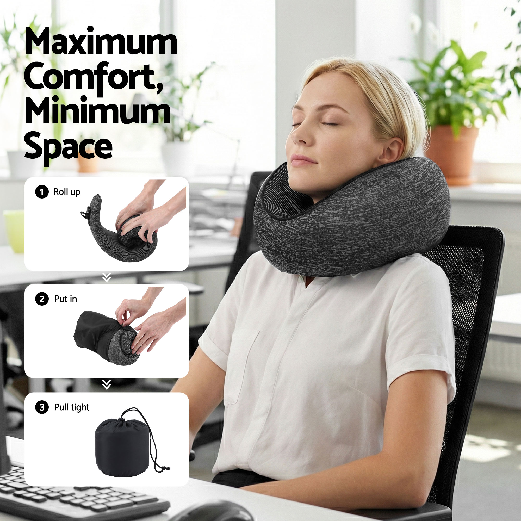 Wanderlite Travel Pillows for Airplanes Ergonomic Memory Foam Neck Pillow