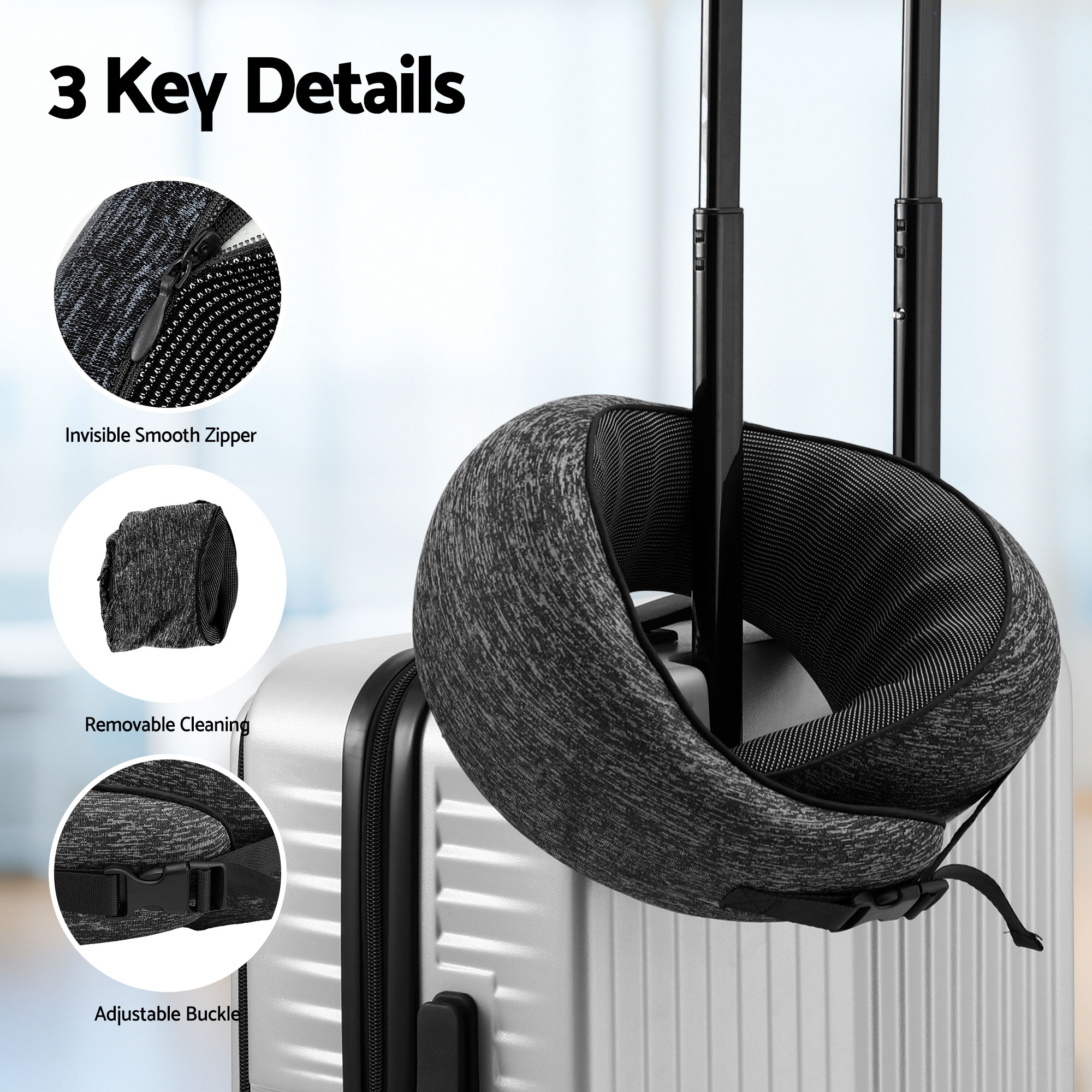 Wanderlite Travel Pillows for Airplanes Ergonomic Memory Foam Neck Pillow