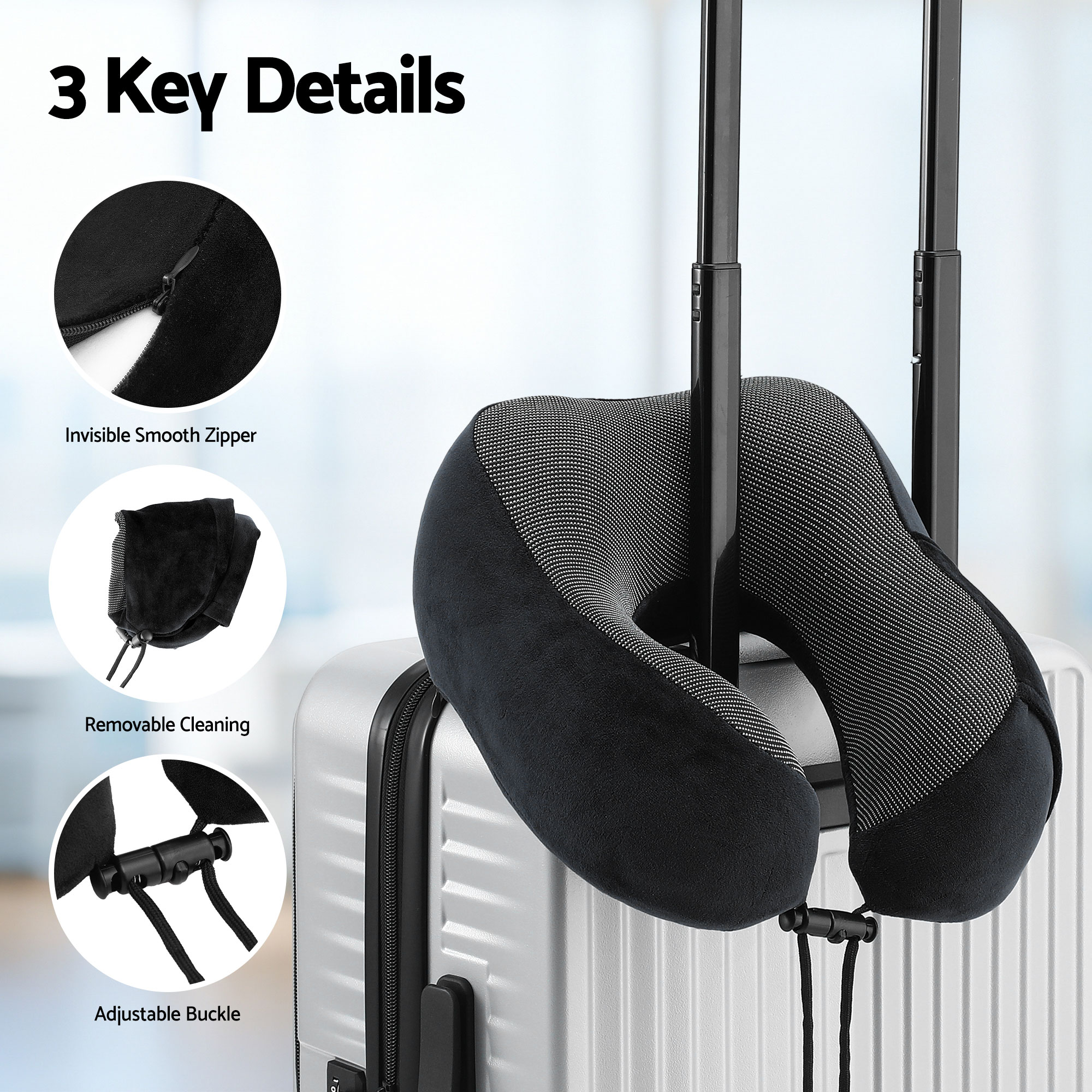 Wanderlite Travel Pillow for Airplanes Memory Foam Neck Pillows for Traveling