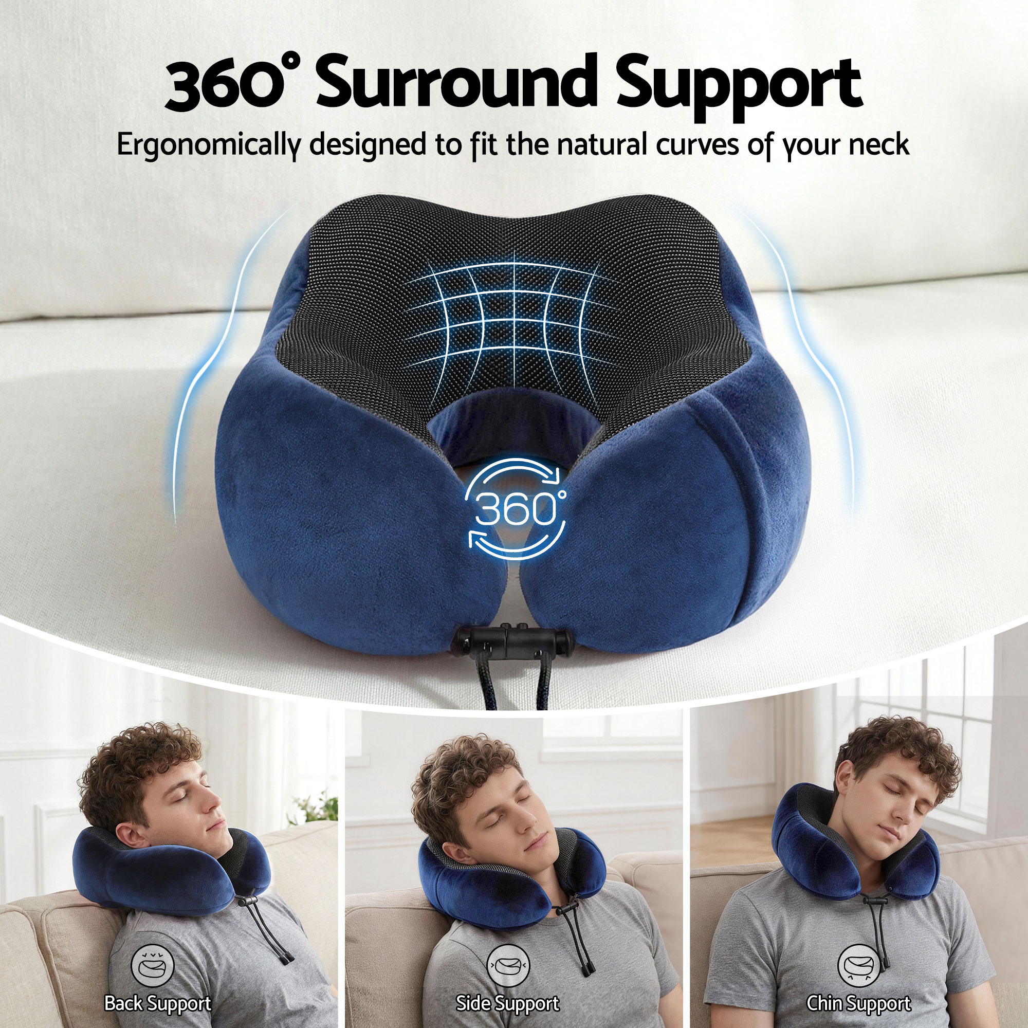 Wanderlite Travel Pillow for Airplanes Memory Foam Neck Pillows for Traveling