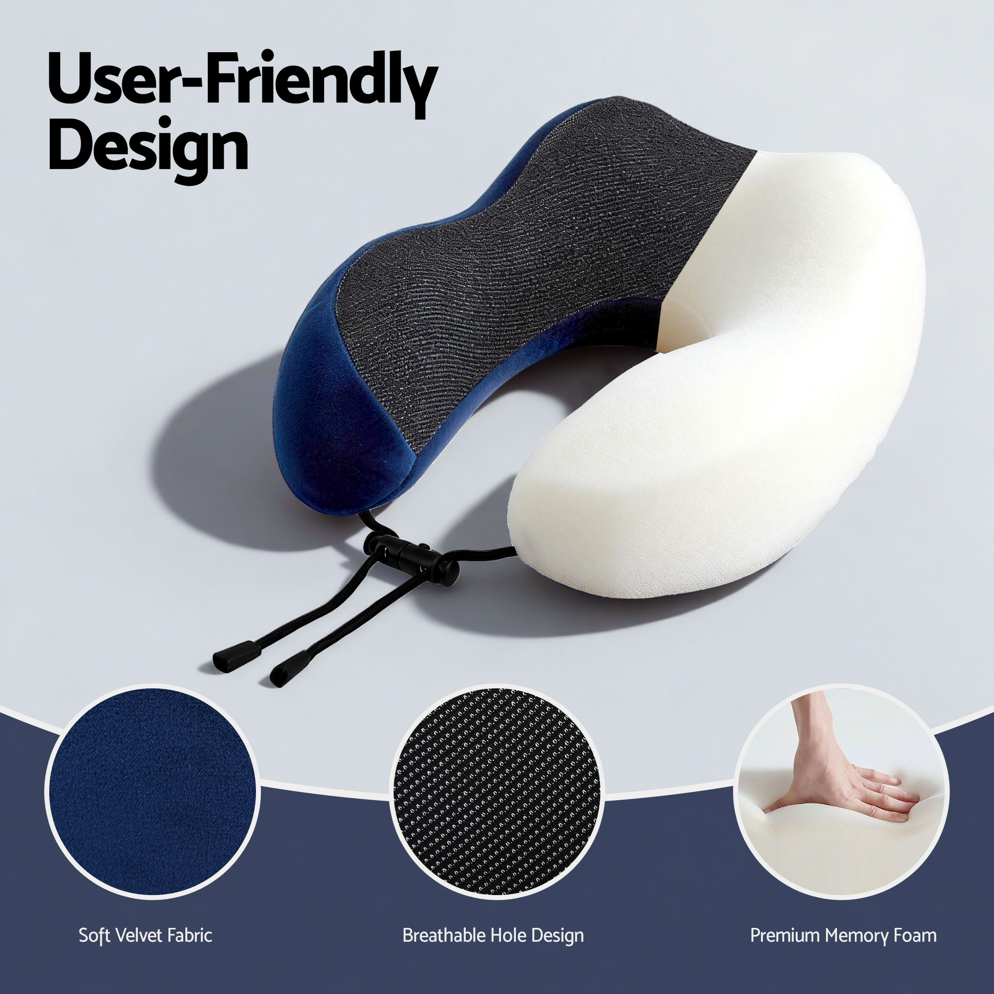 Wanderlite Travel Pillow for Airplanes Memory Foam Neck Pillows for Traveling
