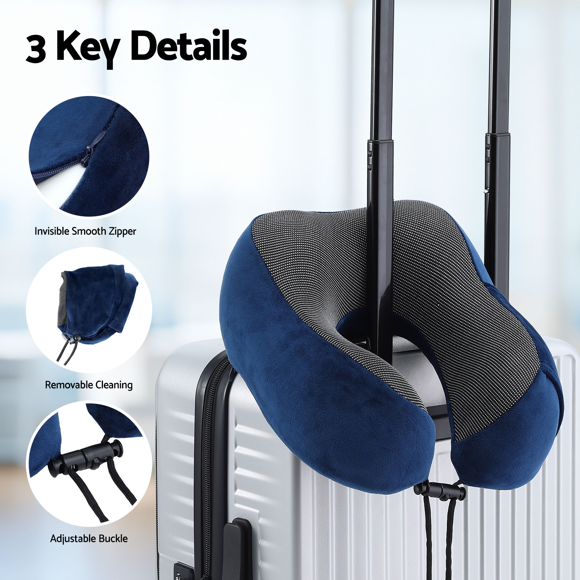 Wanderlite Travel Pillow for Airplanes Memory Foam Neck Pillows for Traveling