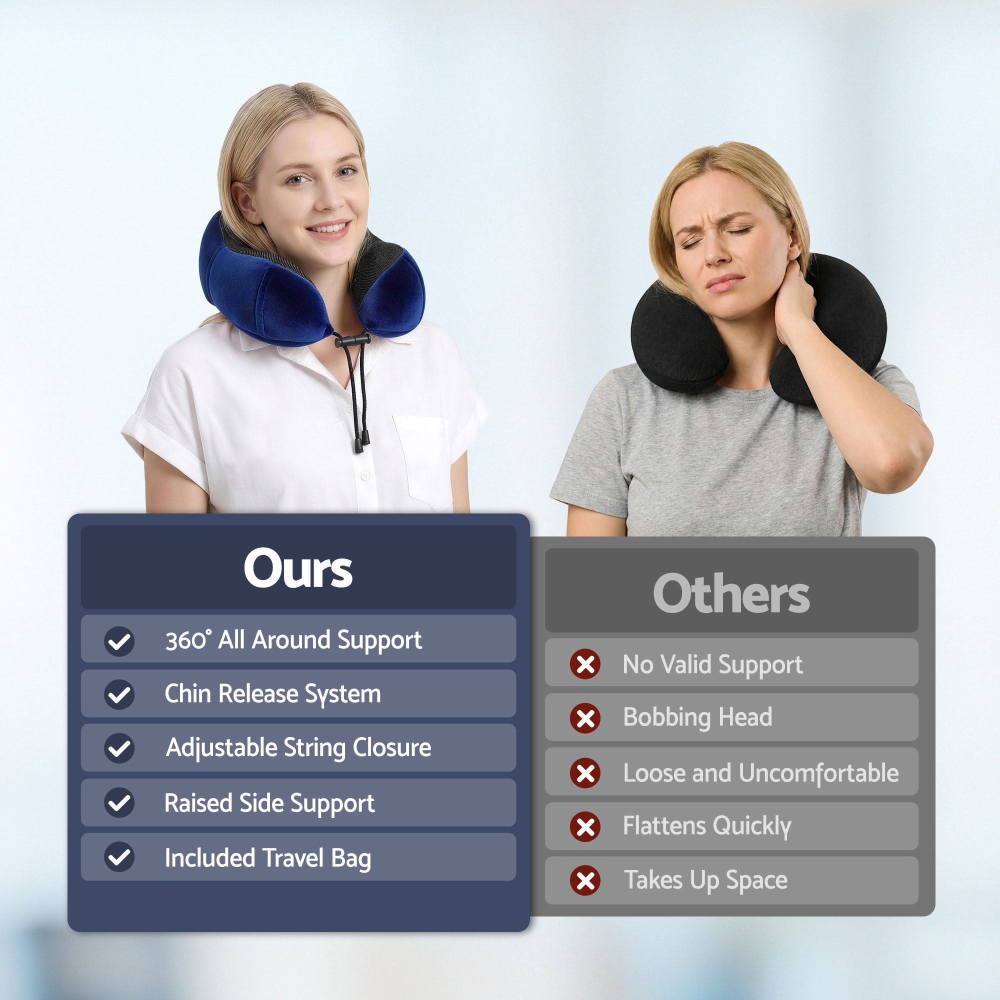 Wanderlite Travel Pillow for Airplanes Memory Foam Neck Pillows for Traveling