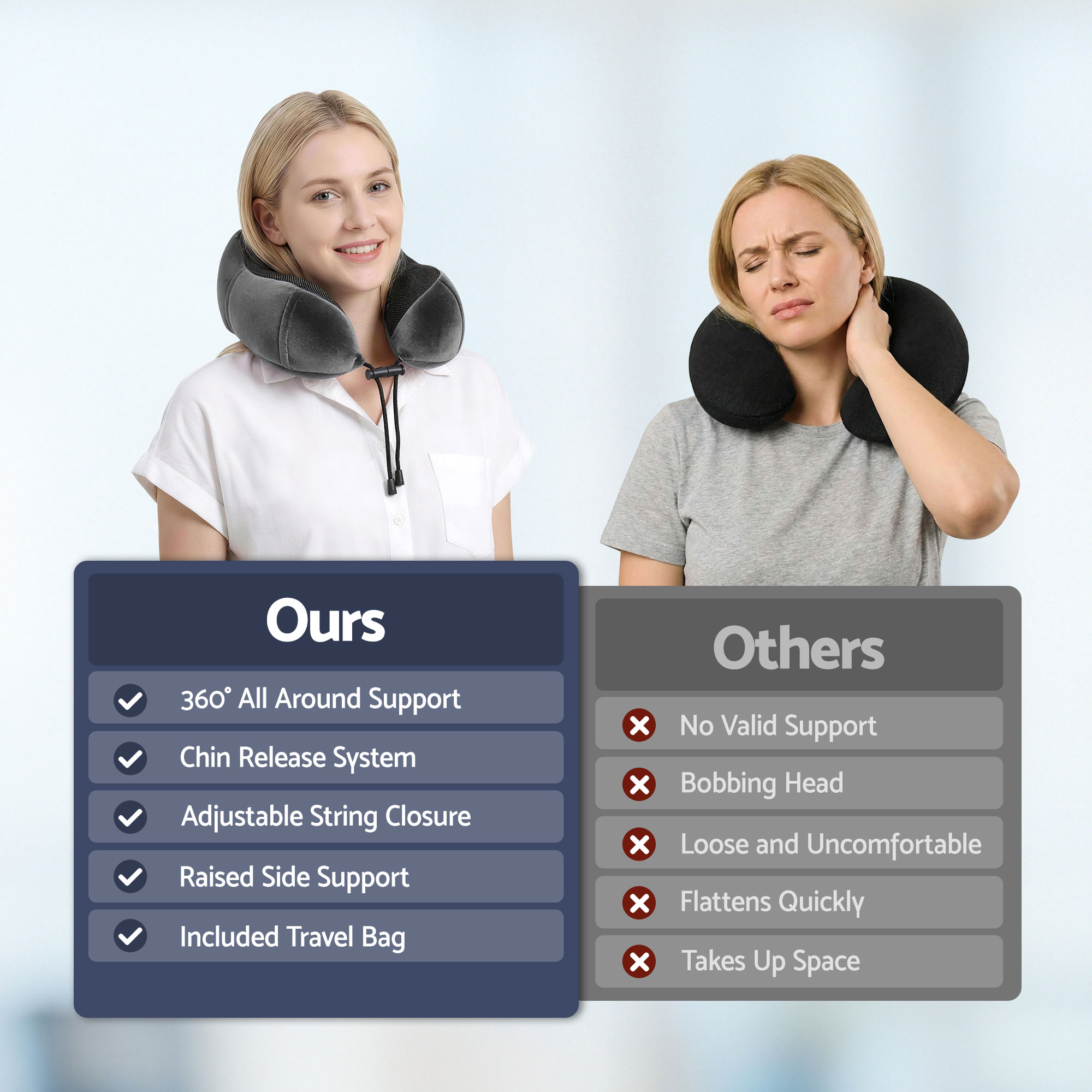 Wanderlite Travel Pillow for Airplanes Memory Foam Neck Pillows for Traveling
