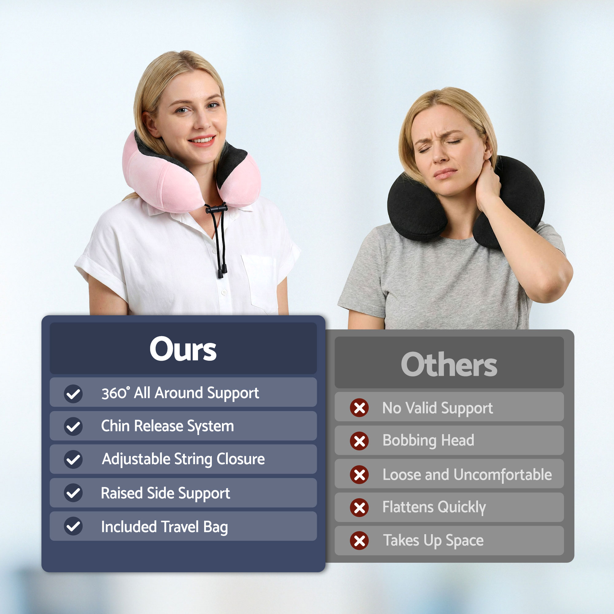Wanderlite Travel Pillow for Airplanes Memory Foam Neck Pillows for Traveling