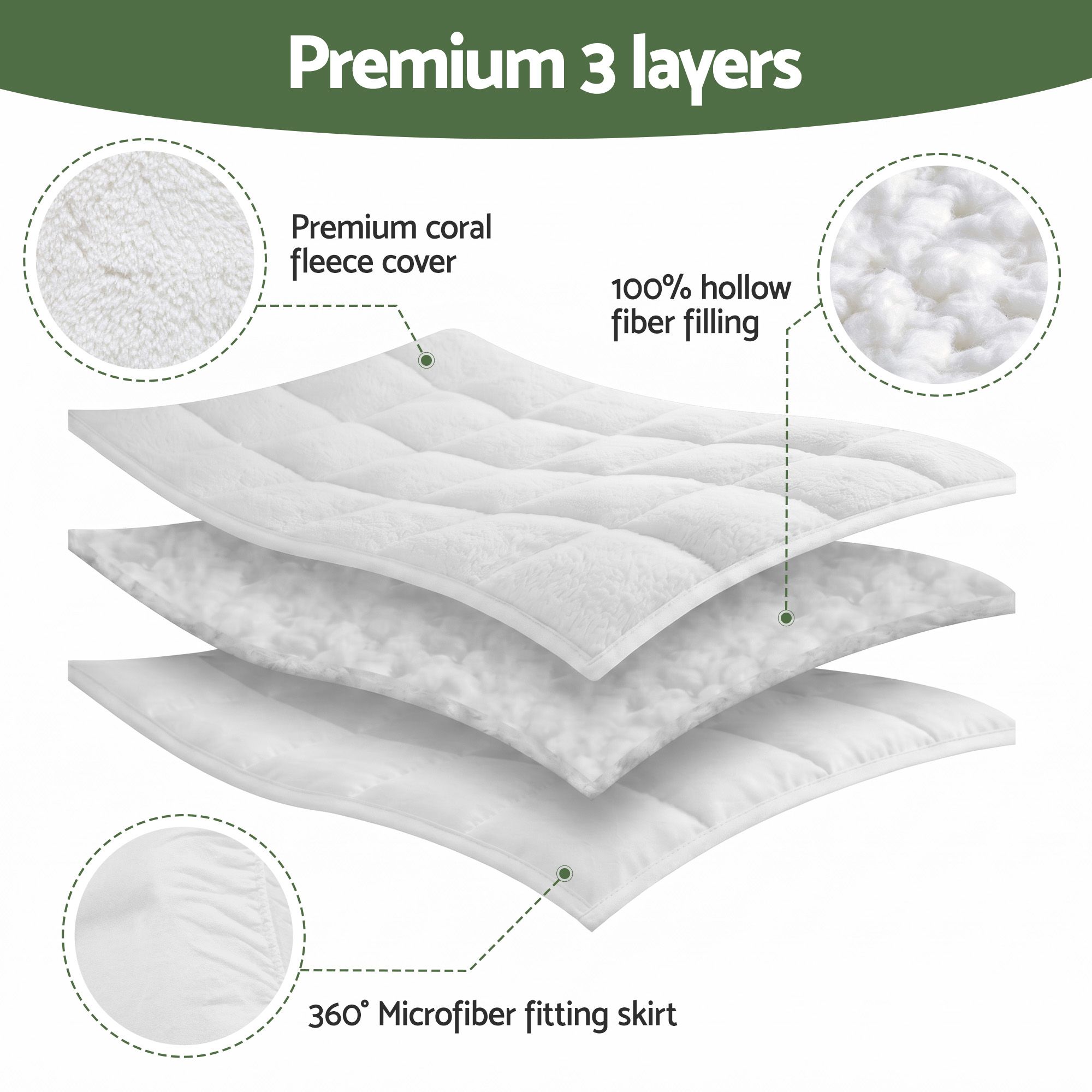Giselle Bedding King Single Mattress Topper 5cm Coral Fleece