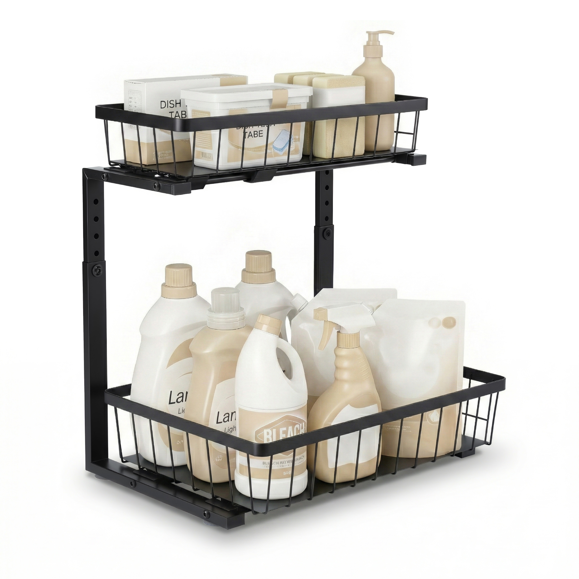 Artiss Under Sink Organizer Storage with 2 Slide Out Drawers 5 Adjustable Height Bathroom Kitchen Cabinet Black Artiss Under Sink Organizer Storage with 2 Slide Out Drawers 5 Adjustable Height Bathroom Kitchen Cabinet Black