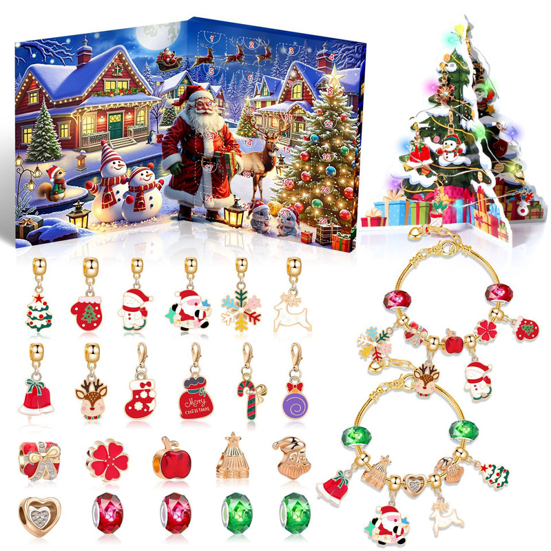 Christmas gift DIY Cartoon Snowman Bracelet Set with Crystal Beads