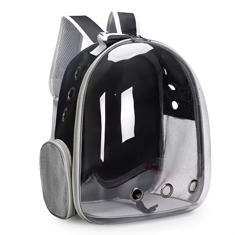 BLACK Replacement Transparent Pet Backpack with Zipper Closure - Heavy-Duty Structure, Ventilated and Padded Lining - Portable Travel Carrier for Cats, Small Dogs, Airplanes, Trains, Cars - Safe and Comfortable Carrier Backpack for Busy Pet Owners - Ideal