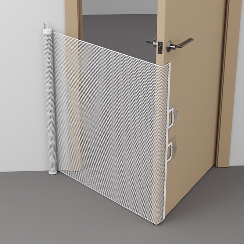 Expandable Pet Fence, made of PVC mesh material, easy to install, suitable for small dogs, cats, and various pets. No-drilling design effectively prevents pets from escaping, making it an ideal choice for stairs, corridors, and doorways. （WHITE）