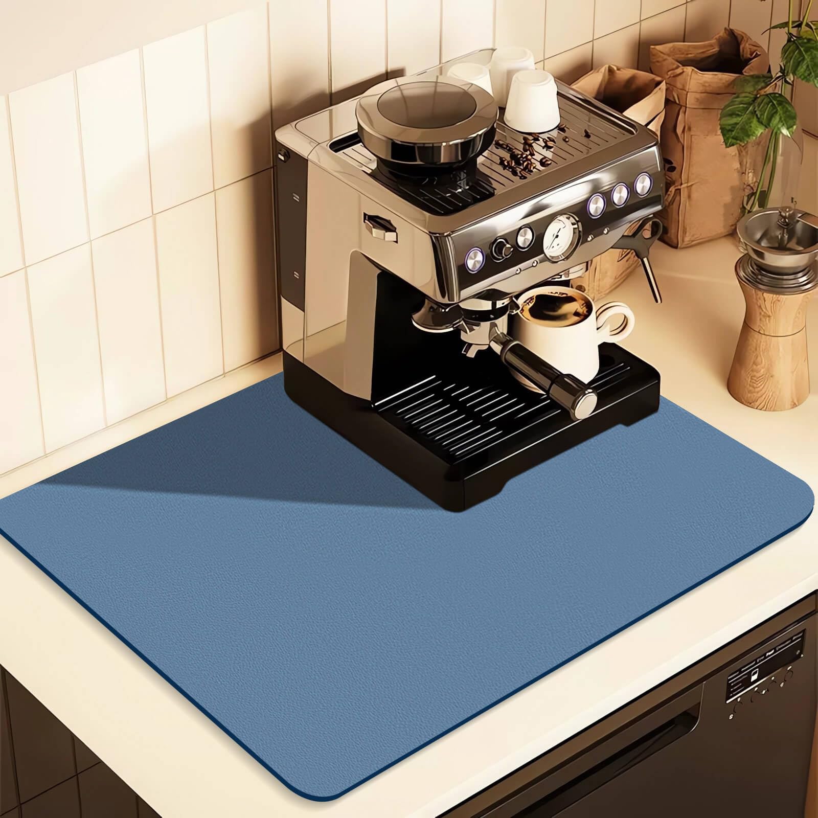 Kitchen Counter Mat for Coffee Maker – Absorbent & Quick-Dry Bar Pad with Non-Slip Backing, Protective Surface for Espresso Machine, Dish Drying Mat (Blue,40*50cm)