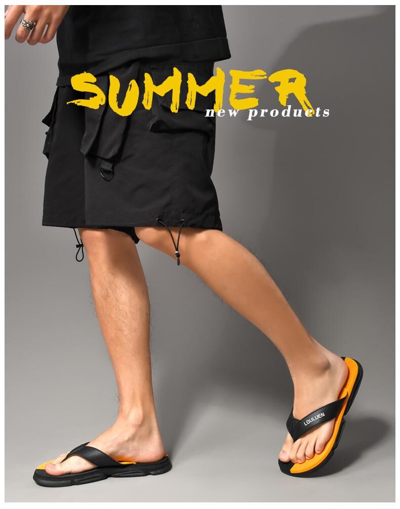 Men's Flip Flops with EVA-PVC Dual Sole, Orange for Comfort & Slip-Resistance(42)