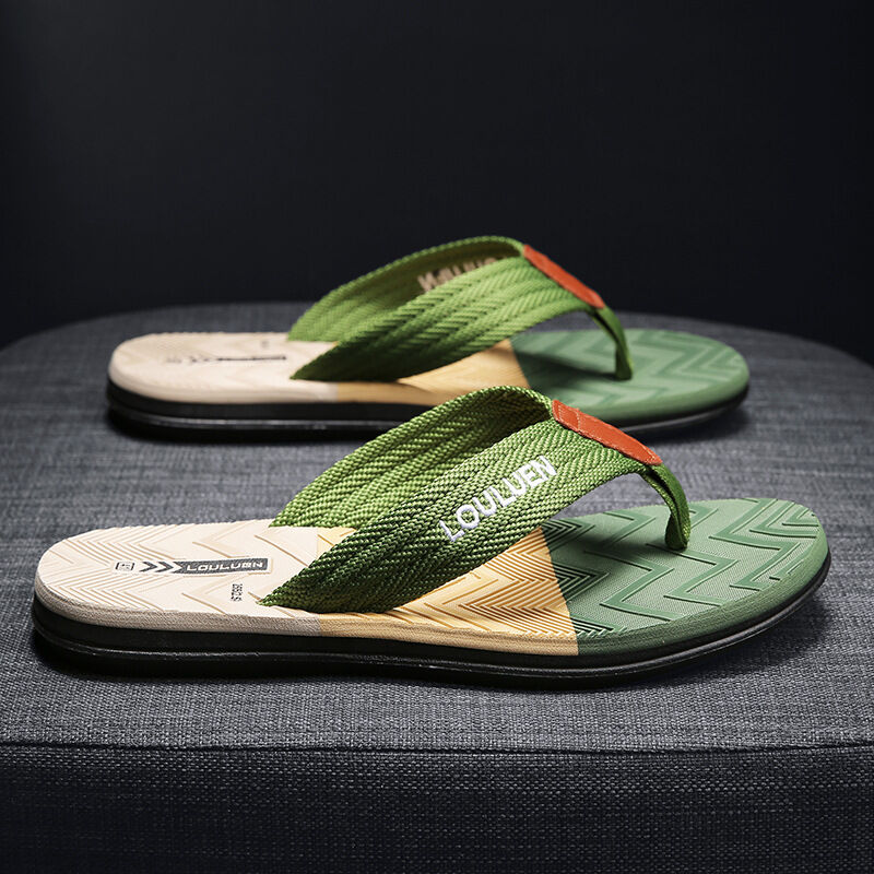 Men's Flip Flops with EVA-PVC Dual Sole, Green for Comfort & Style for Summer Beach & Daily Wear(42)