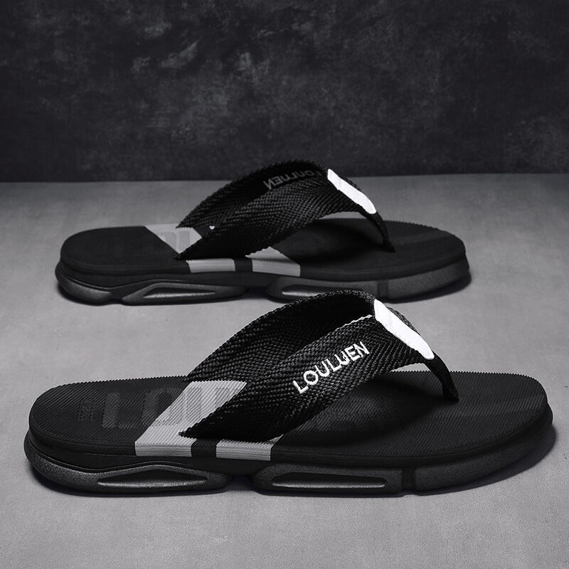 Men's Flip Flops: 4 Colors, EVA-PVC Blend, Comfort & Style for Summer Beach & Daily Wear(Black-gray-44)