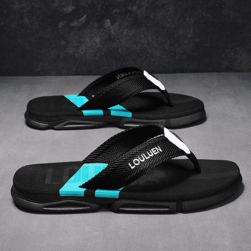 Men's Flip Flops: 4 Colors, EVA-PVC Blend, Comfort & Style for Summer Beach & Daily Wear(Black-green-39)
