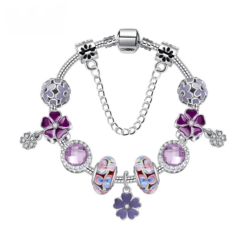 Combo Deal: Tortoise Bead, Purple Floral, Blue Starry Sky Bracelets - Mix & Match,Buy 2 for Better Price(double-18cm)